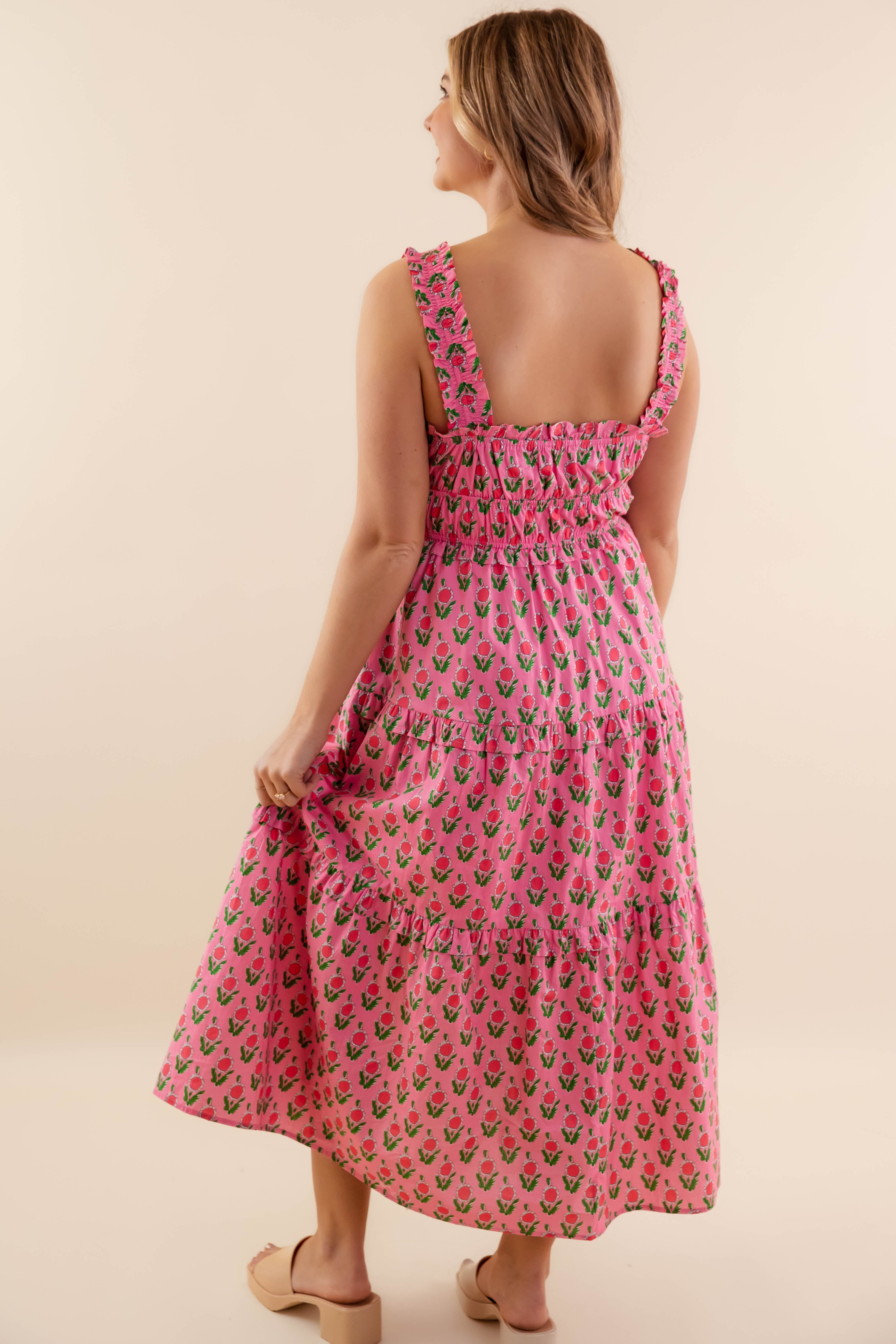 Owe It To You Midi Dress-Pink