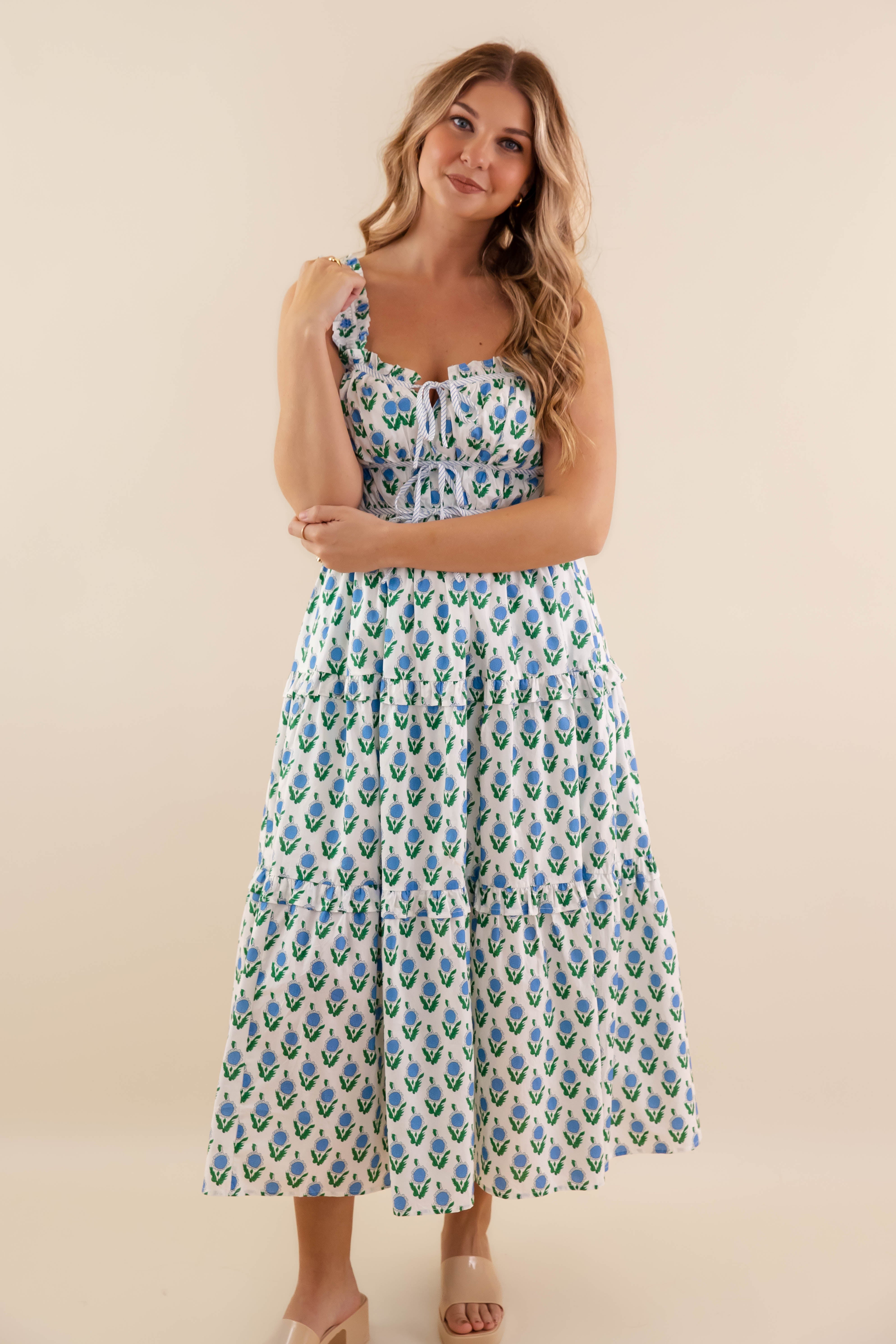 Owe It To You Midi Dress-Blue