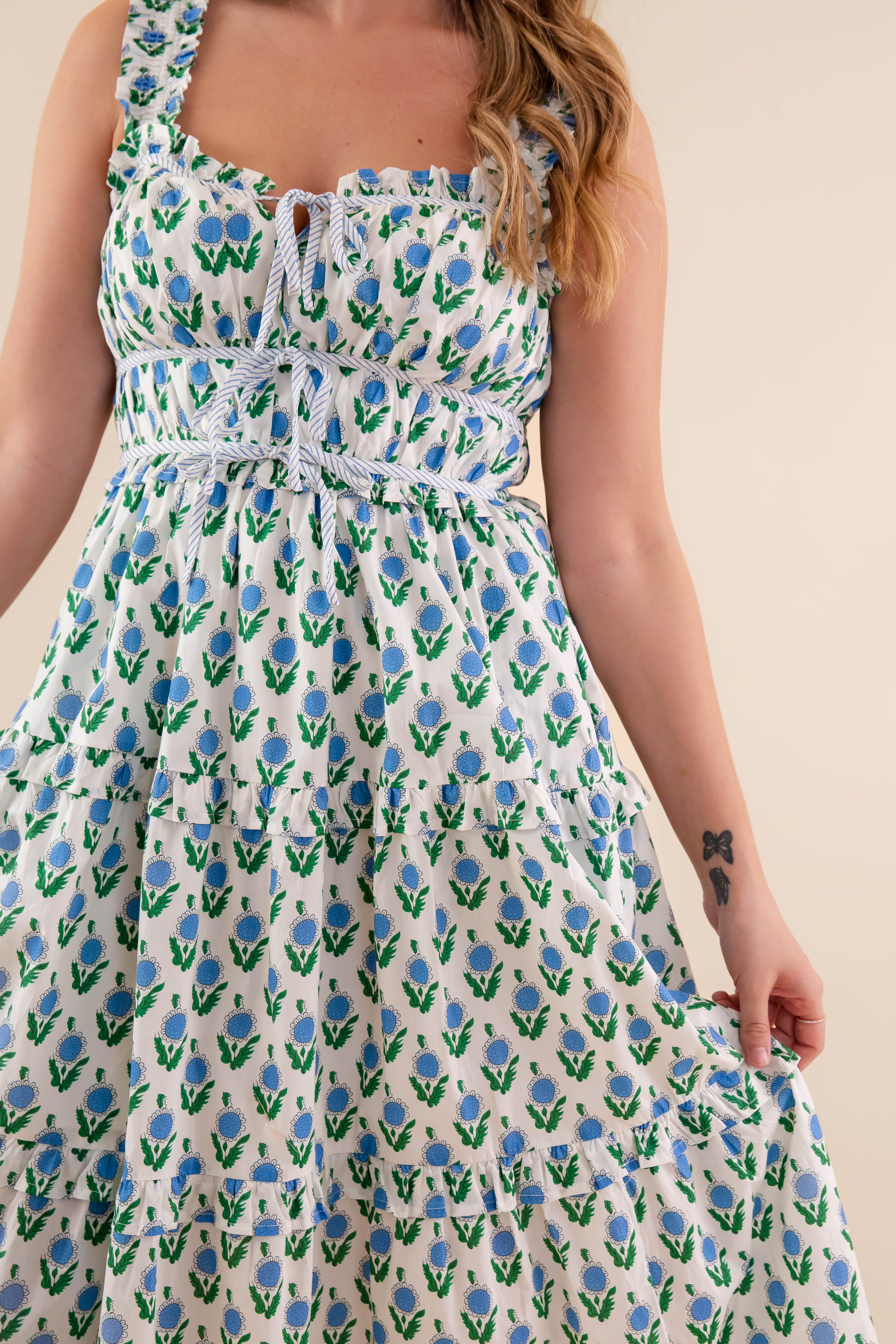 Owe It To You Midi Dress-Blue