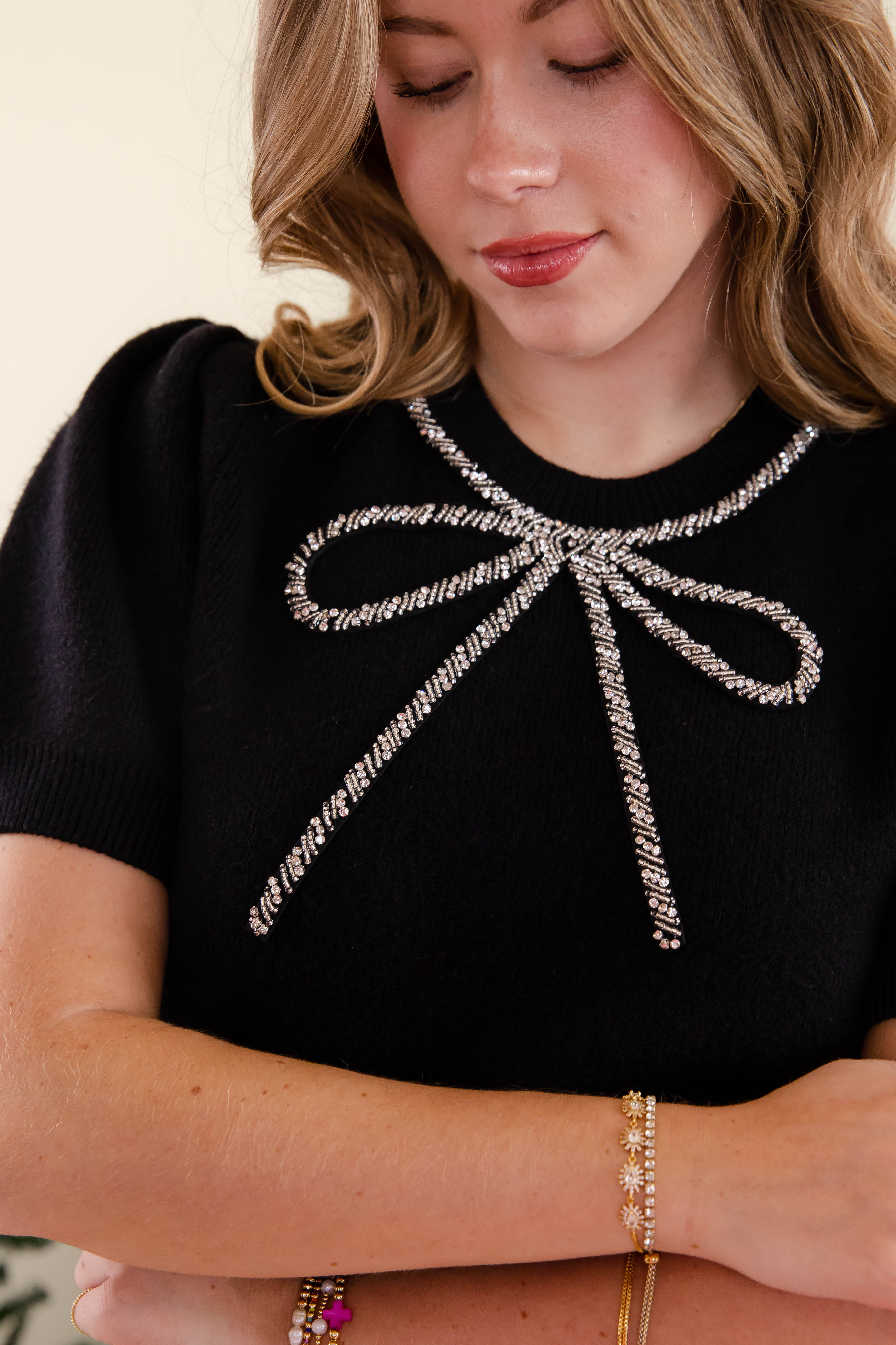 FINAL SALE: It's That Time Beaded Sweater-Black
