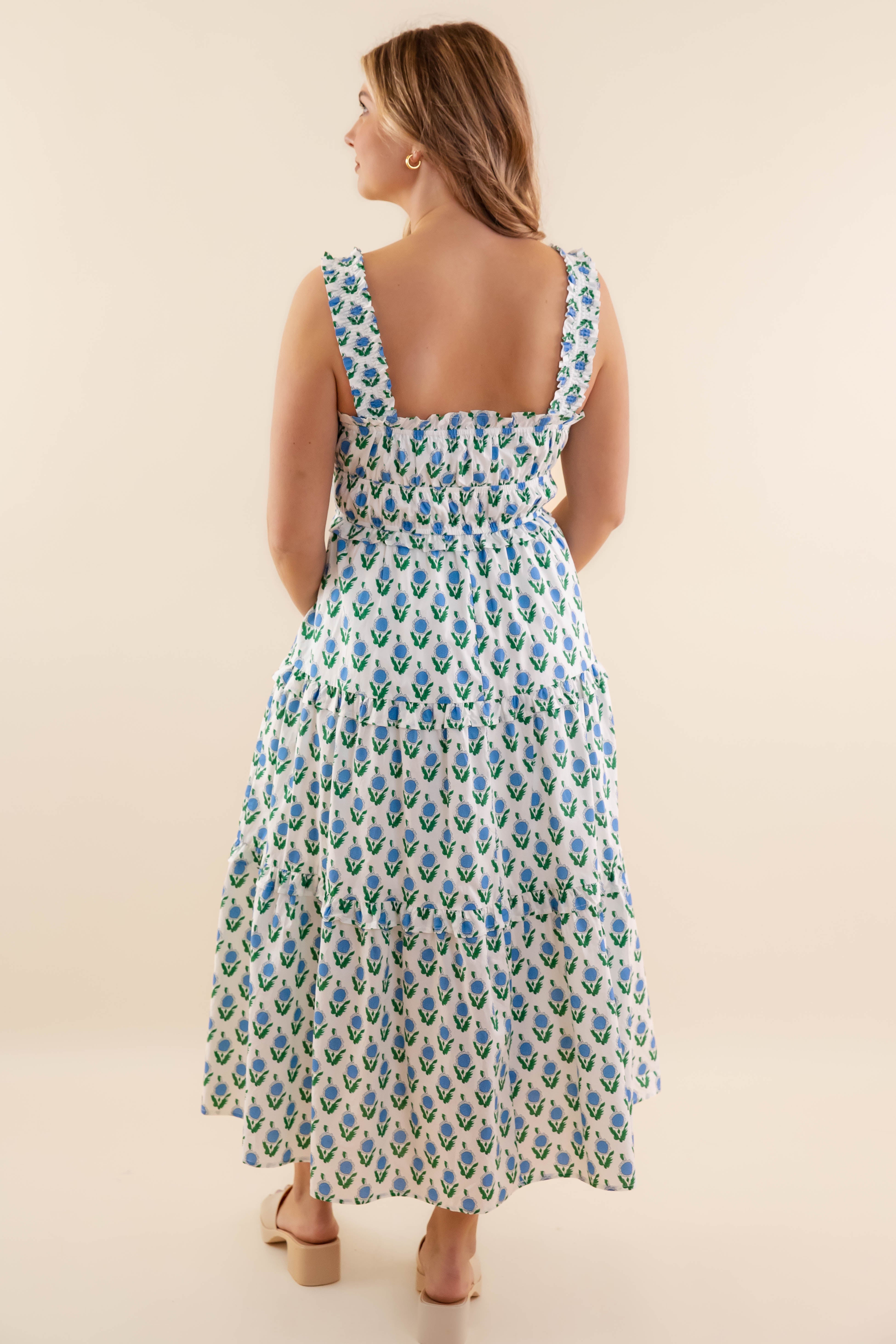 Owe It To You Midi Dress-Blue