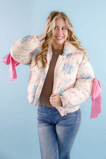 RESTOCK: Graceful Moments Puffer Jacket-Peach