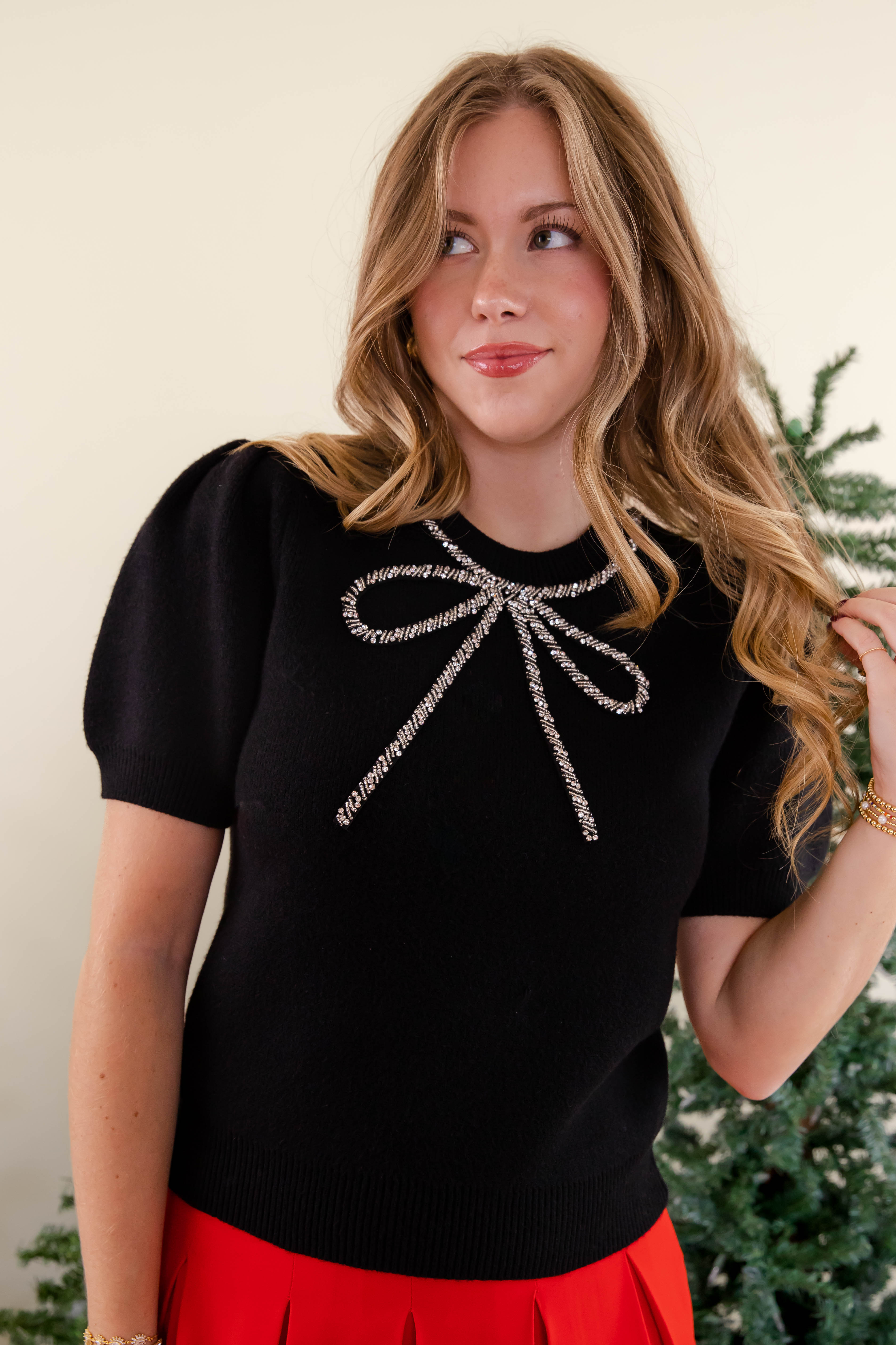 FINAL SALE: It's That Time Beaded Sweater-Black