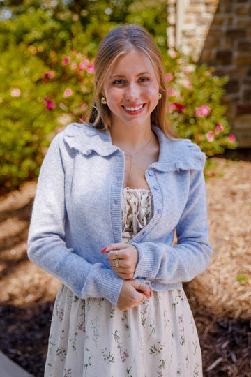 Frills and Thrills Cardigan-Baby Blue
