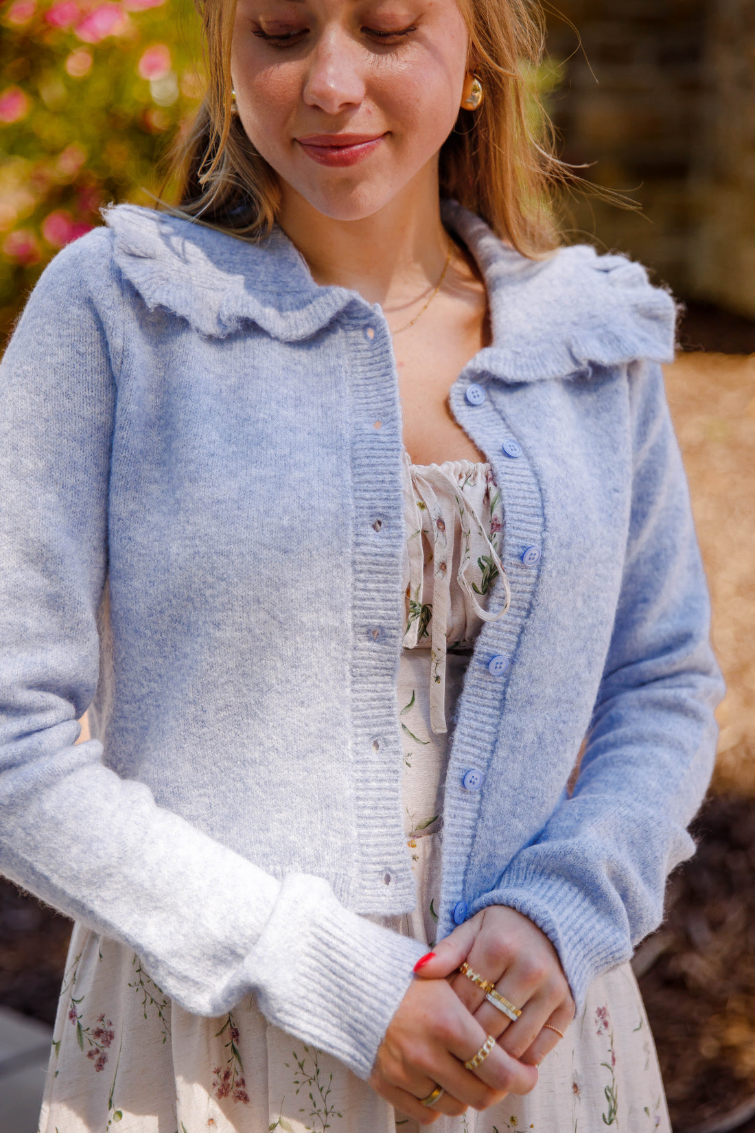 Frills and Thrills Cardigan-Baby Blue
