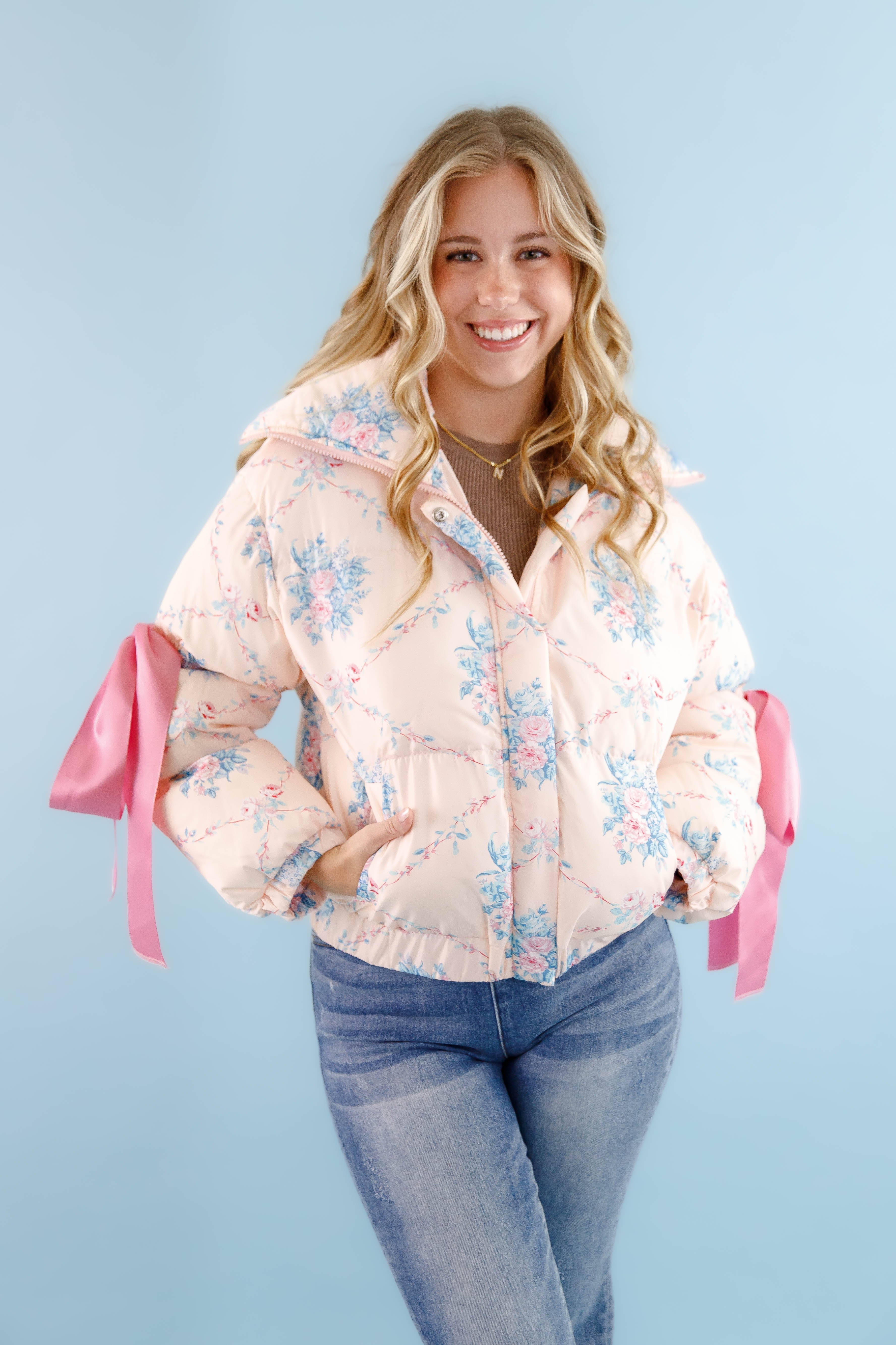 RESTOCK: Graceful Moments Puffer Jacket-Peach