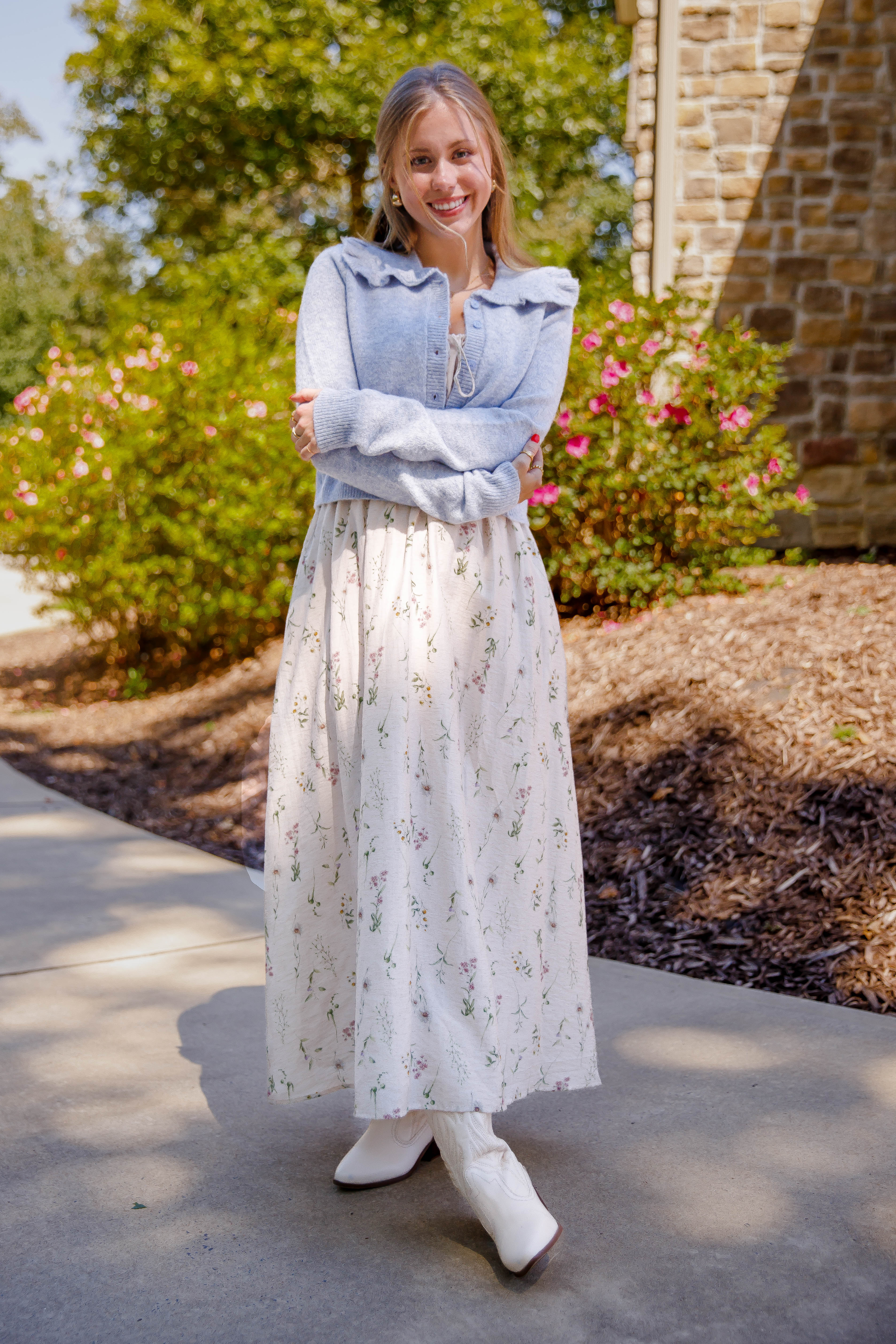 Frills and Thrills Cardigan-Baby Blue