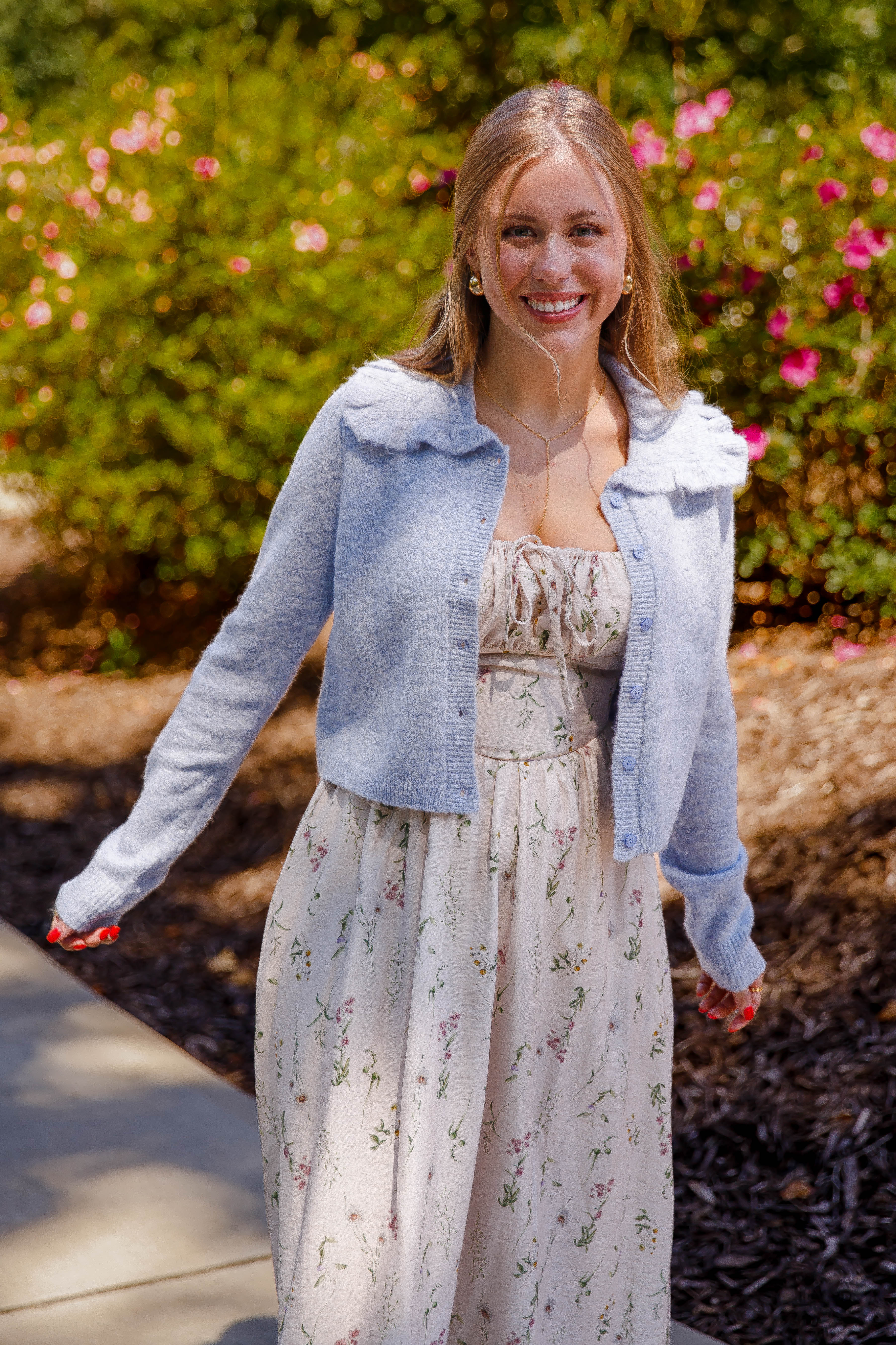 Frills and Thrills Cardigan-Baby Blue