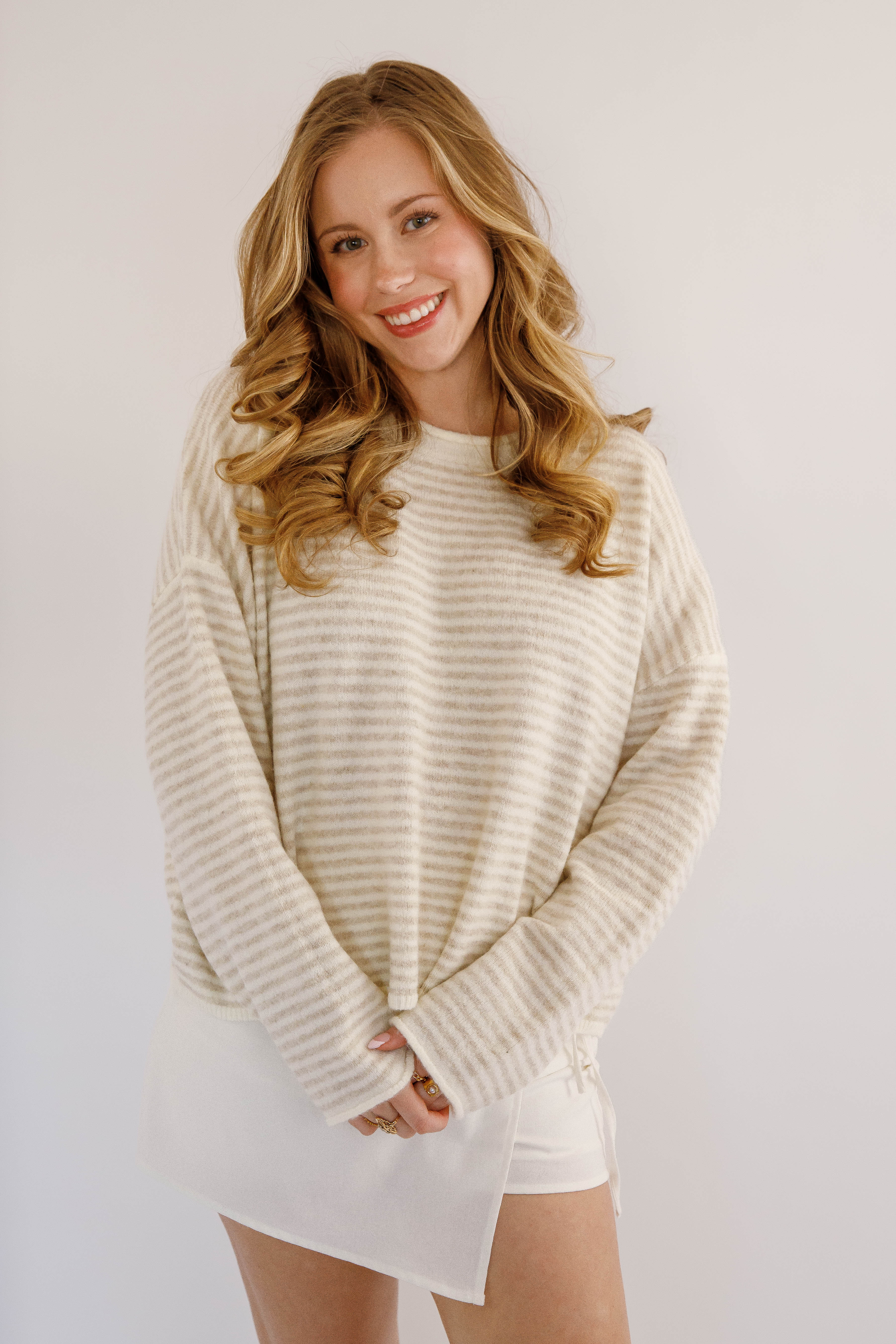 In the Mix Sweater-Taupe Stripe