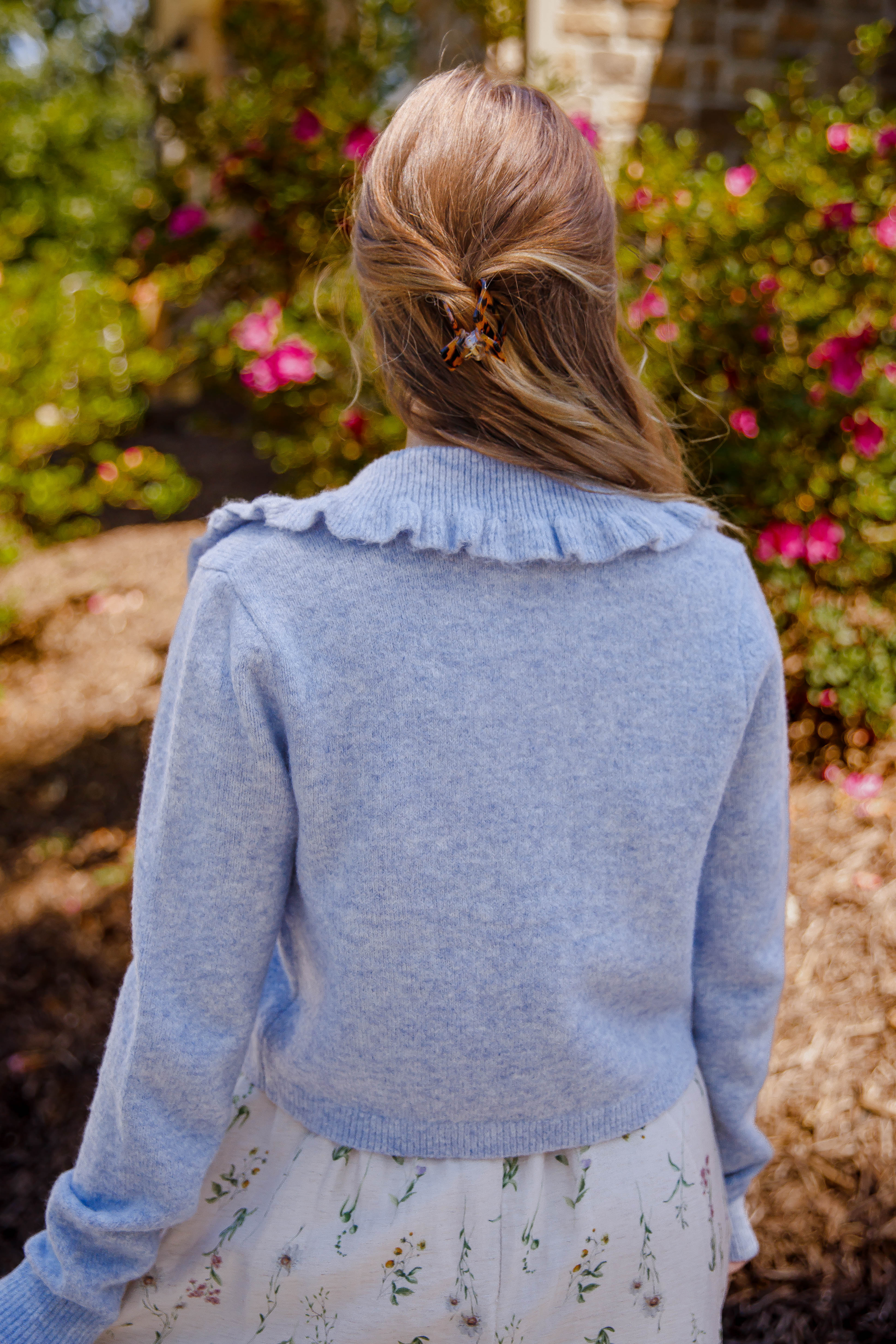 Frills and Thrills Cardigan-Baby Blue