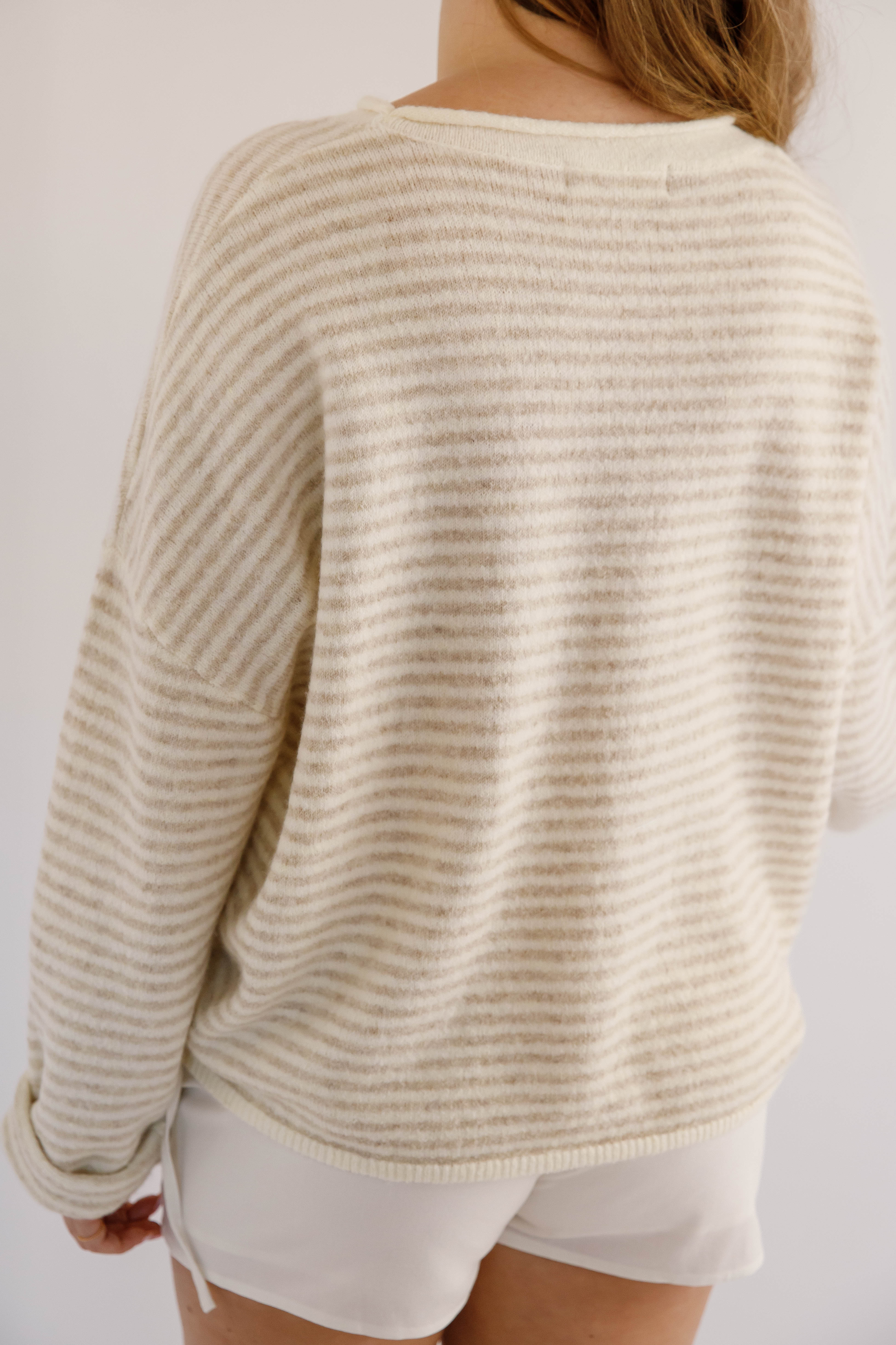 In the Mix Sweater-Taupe Stripe
