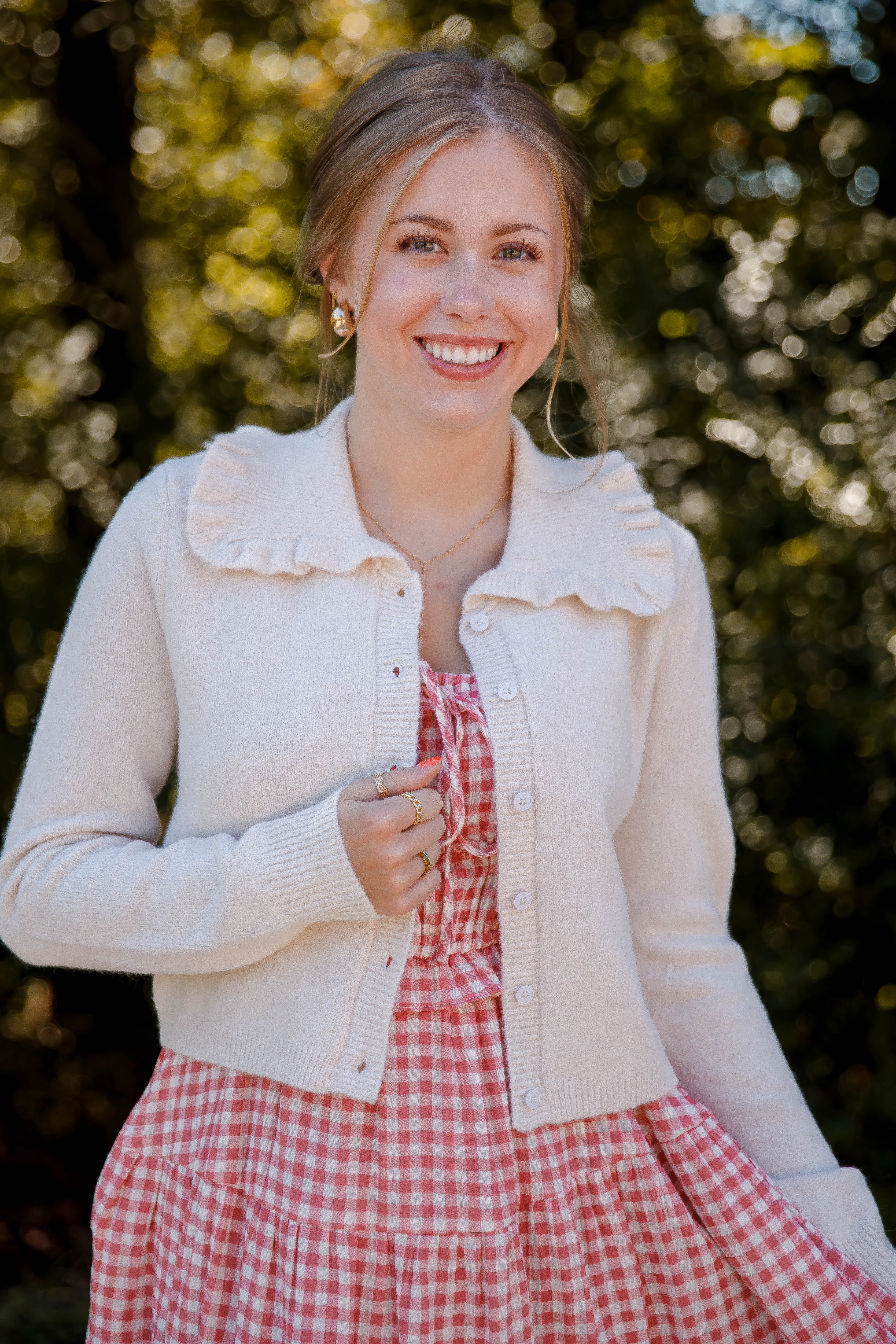 Frills and Thrills Cardigan-Beige
