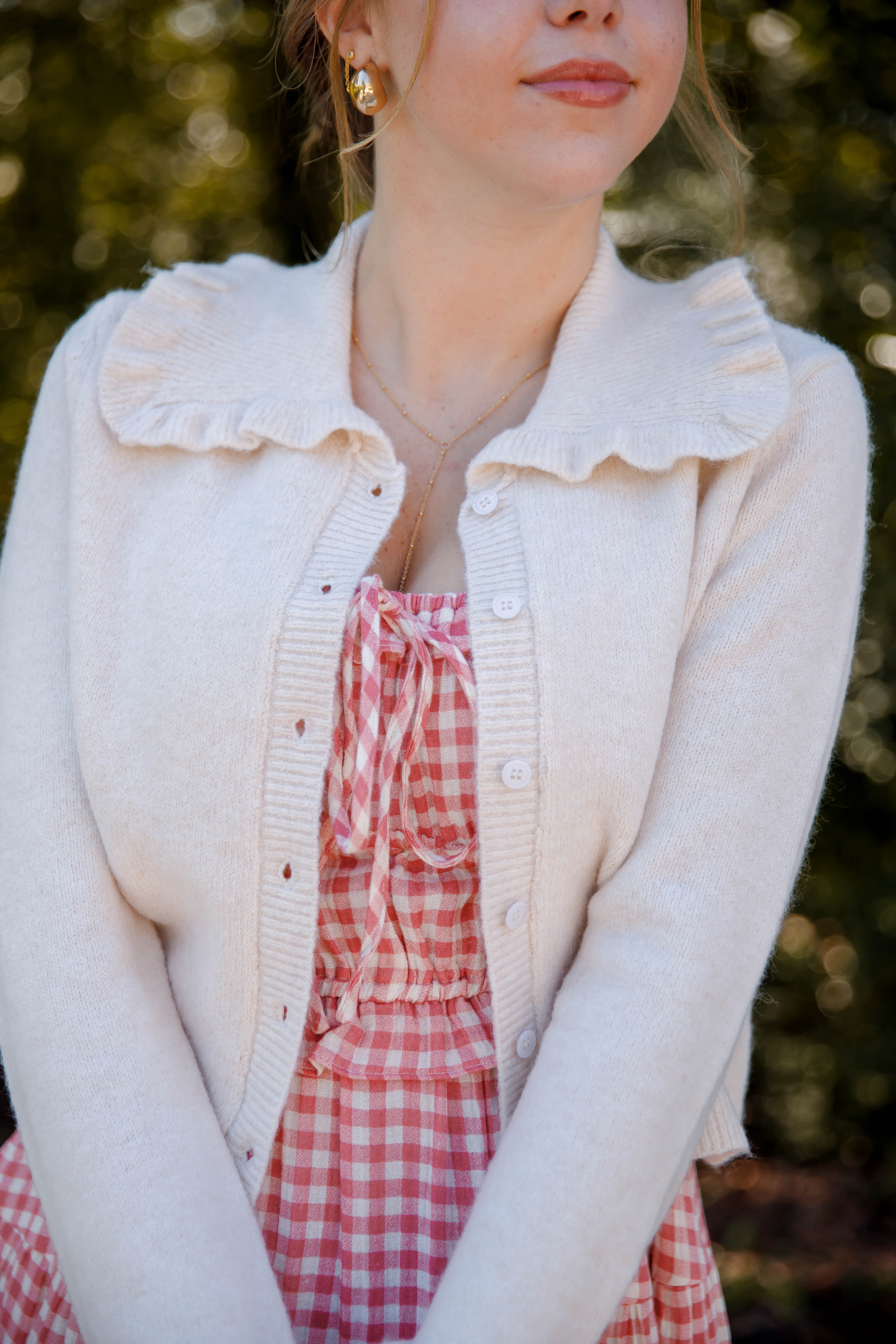Frills and Thrills Cardigan-Beige