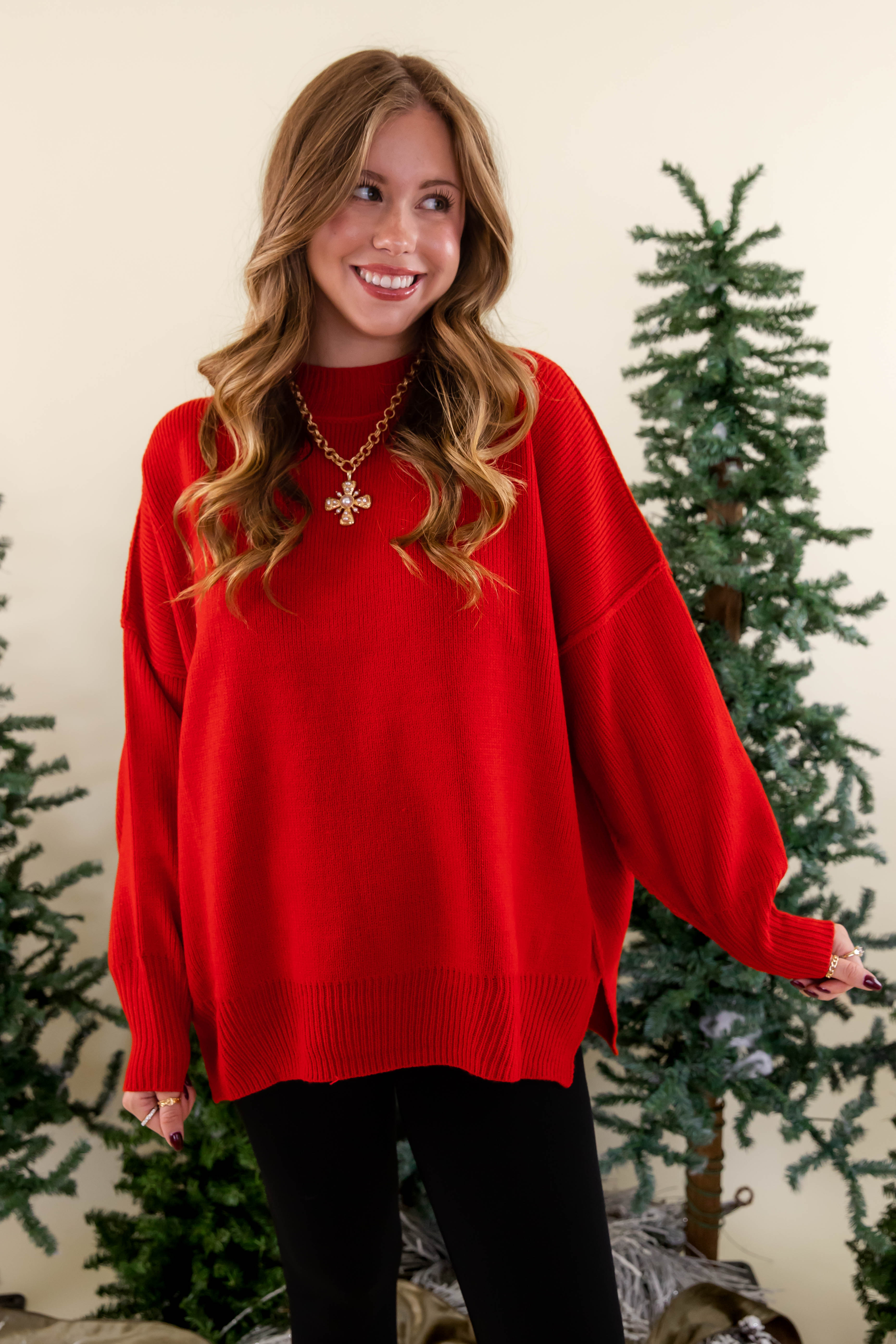 FINAL SALE: Meet Me At the Rink Sweater-Red