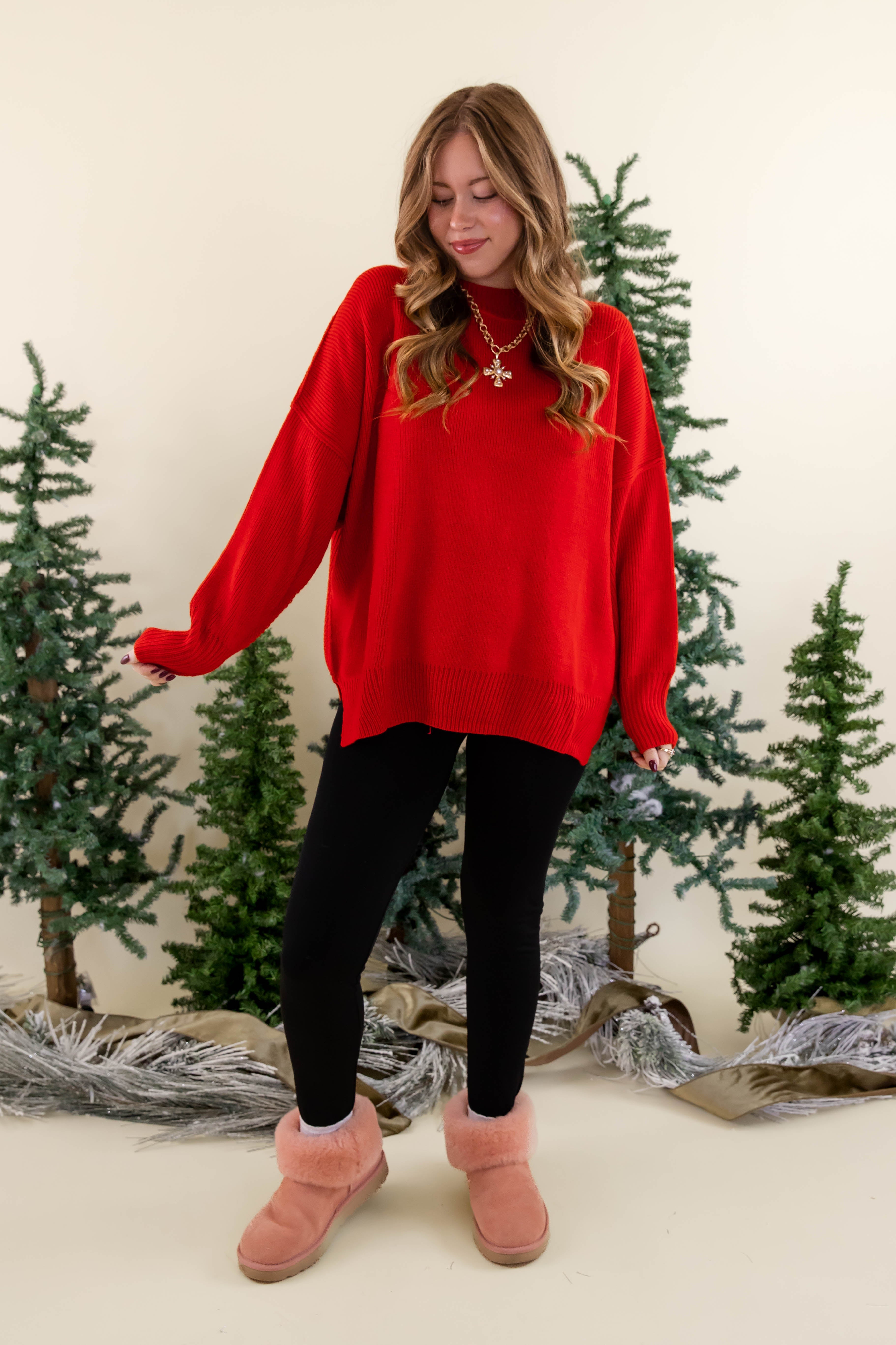 FINAL SALE: Meet Me At the Rink Sweater-Red