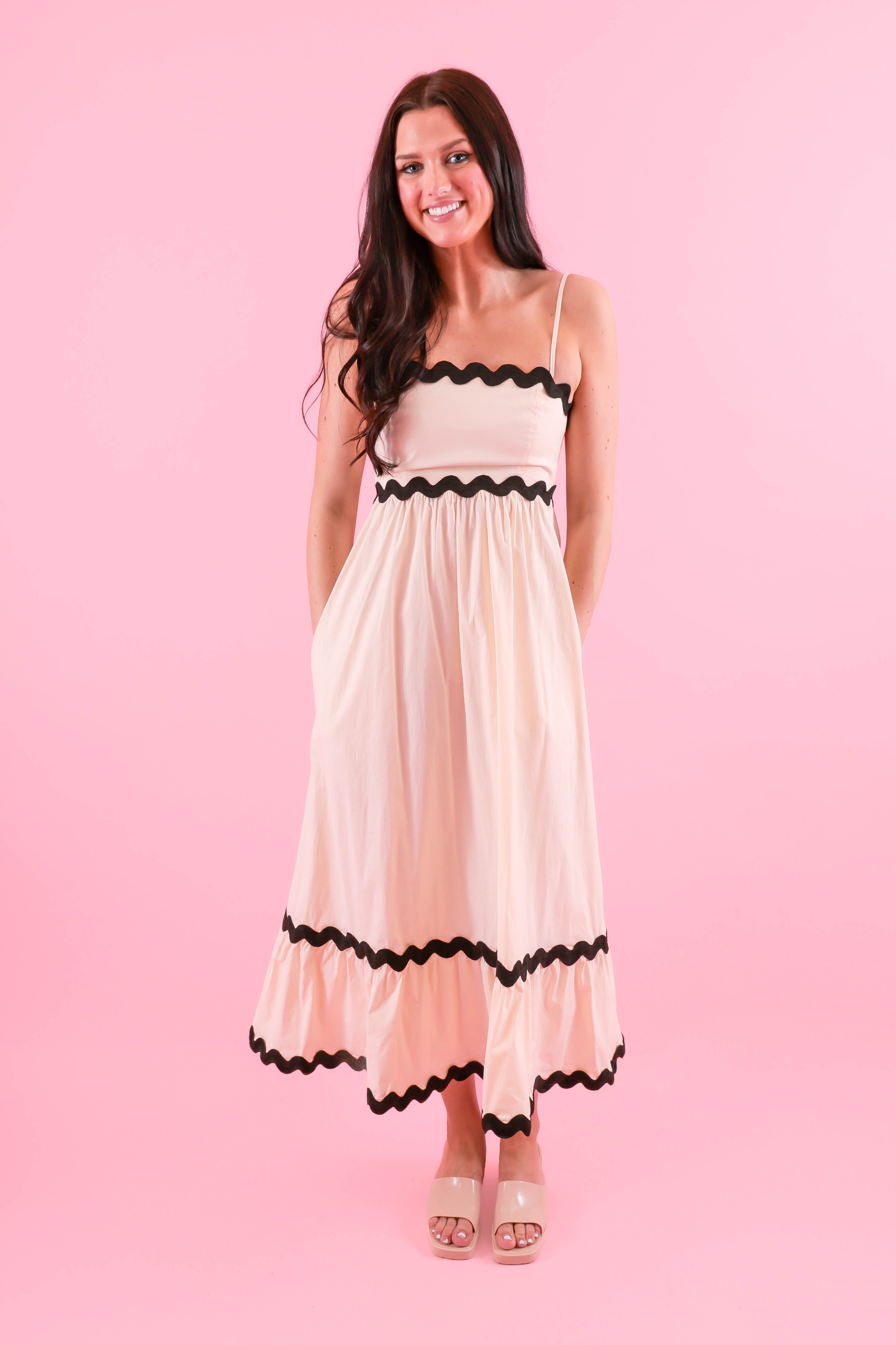 FINAL SALE: See the Better Side Midi Dress-Beige