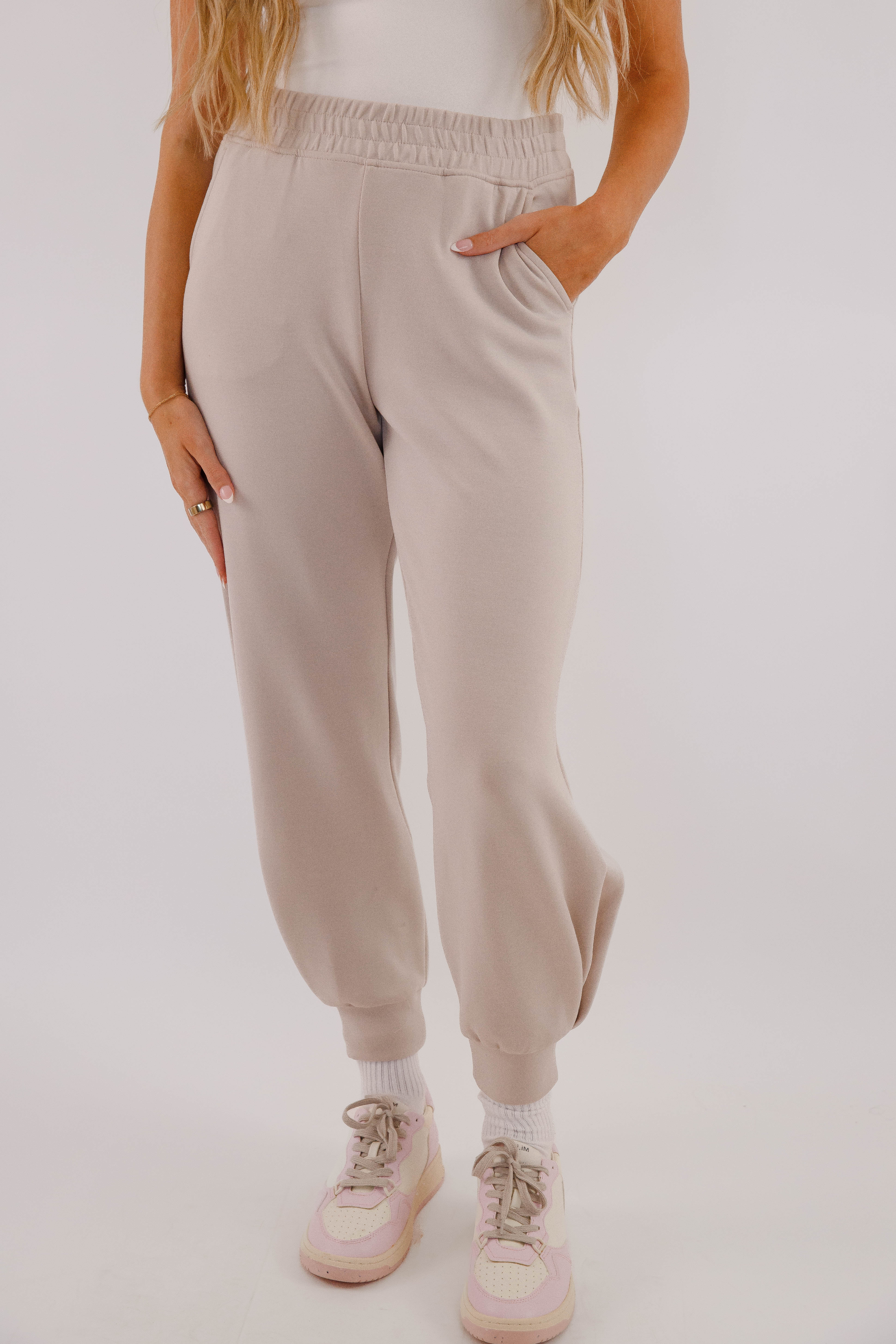 Getting There Joggers-Mocha Cream