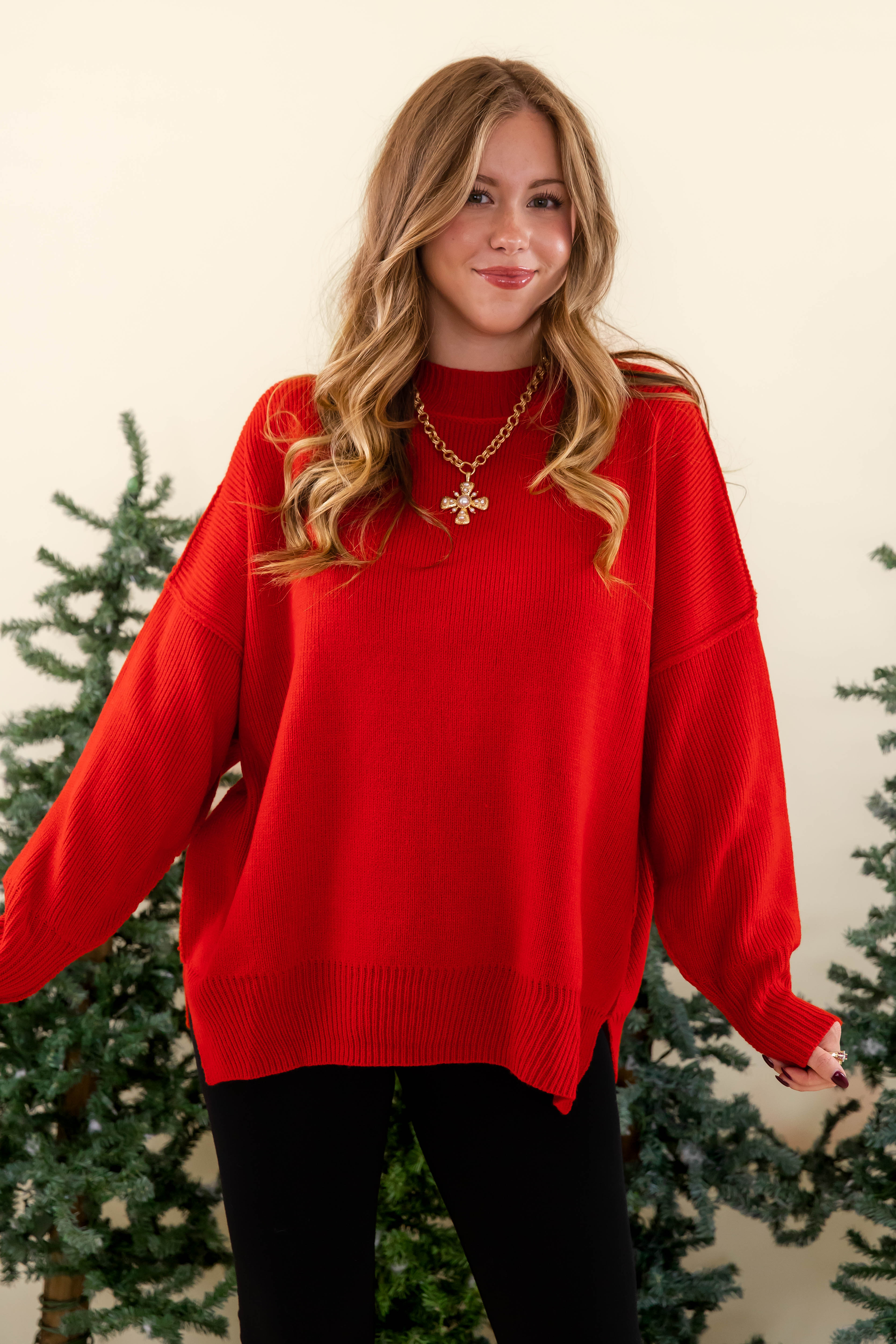 FINAL SALE: Meet Me At the Rink Sweater-Red