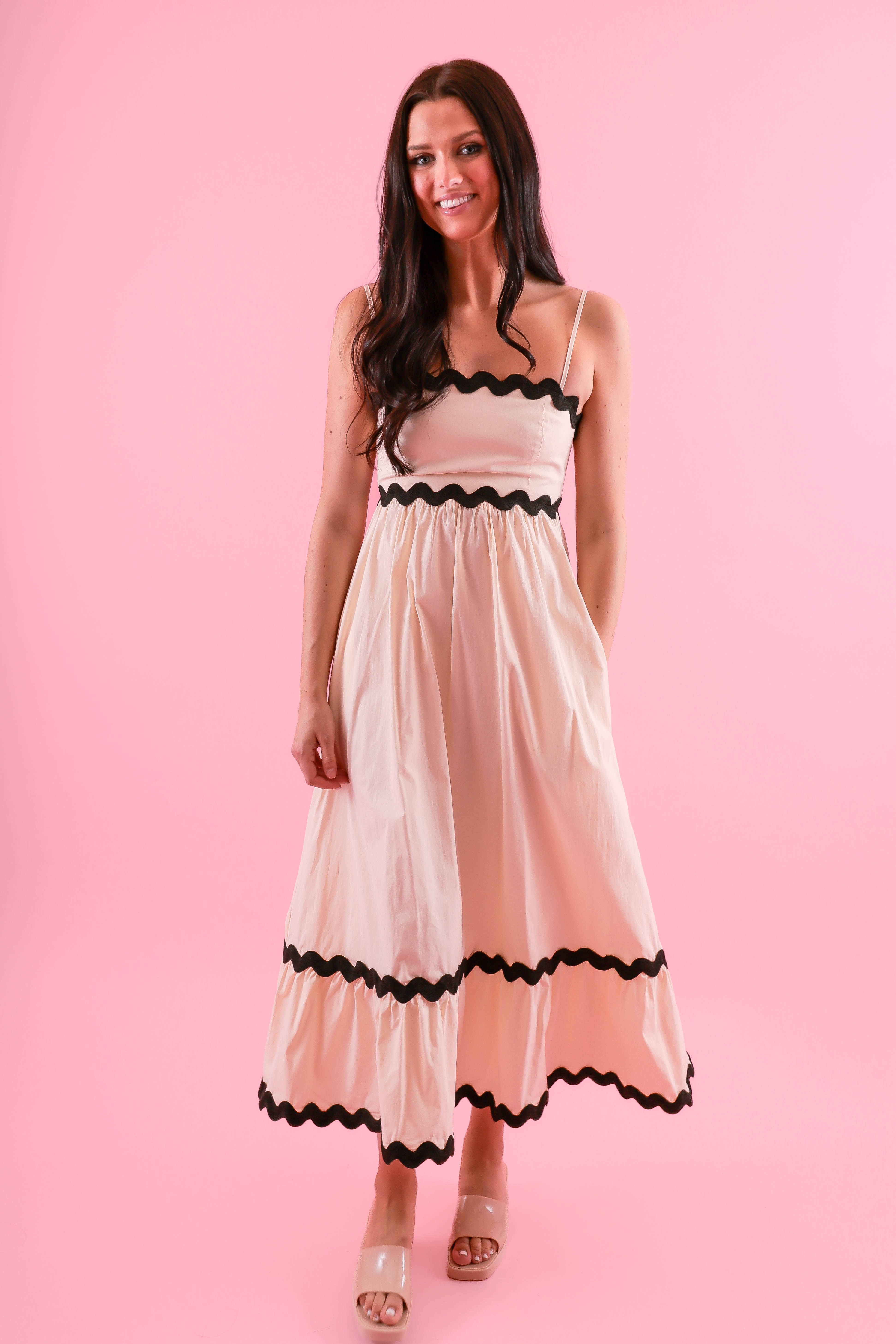 FINAL SALE: See the Better Side Midi Dress-Beige