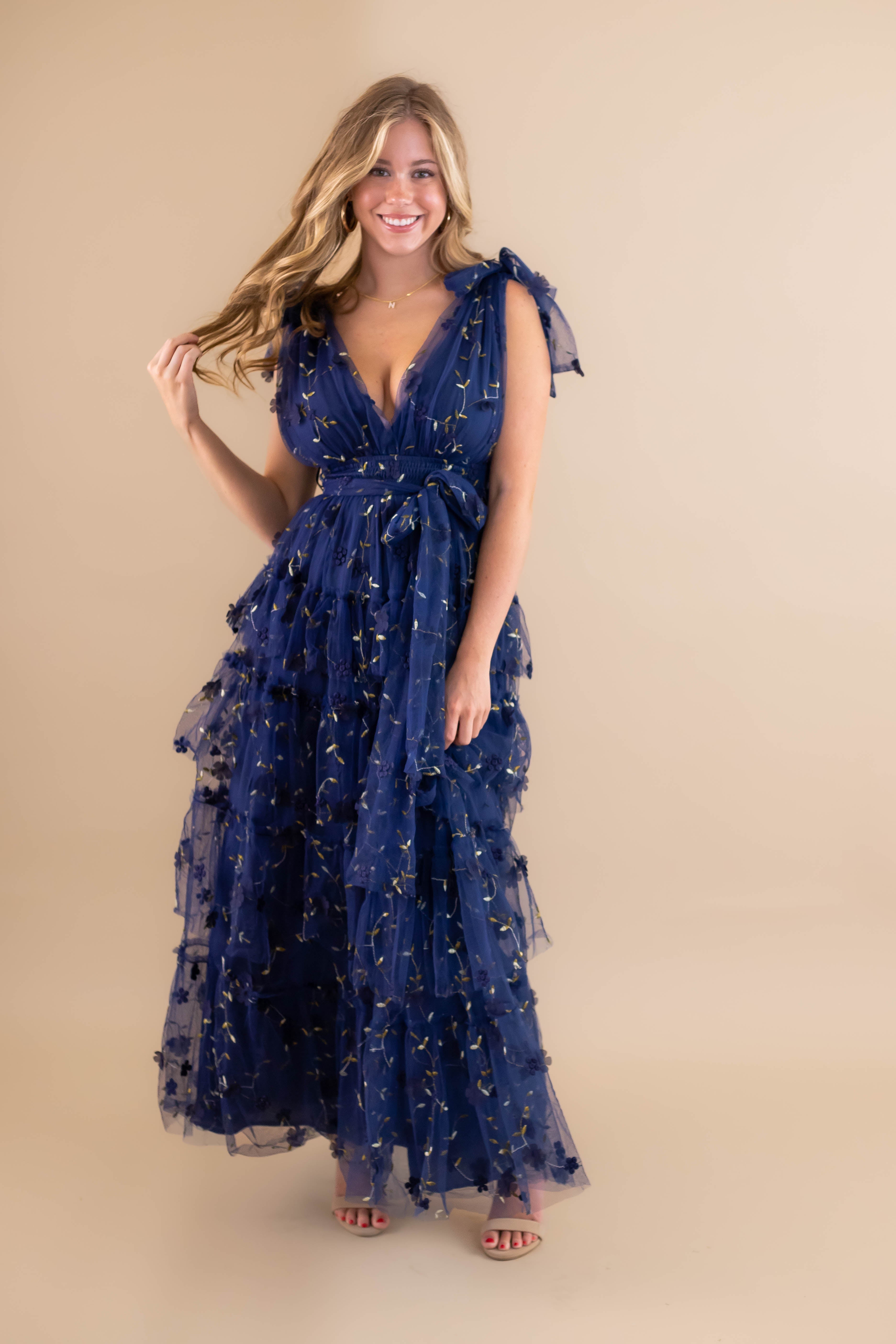 A Dramatic Entrance Maxi Dress-Navy
