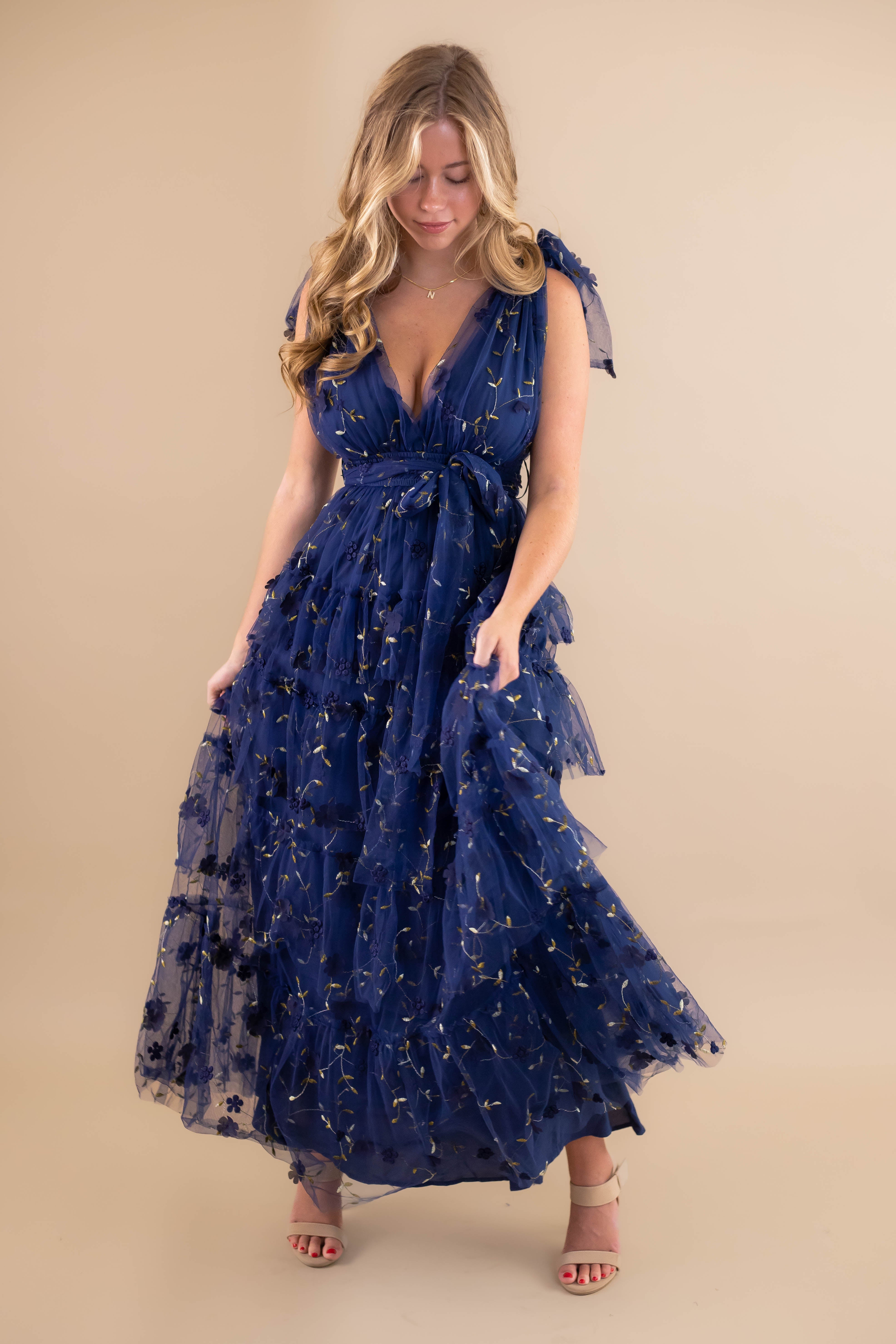 A Dramatic Entrance Maxi Dress-Navy