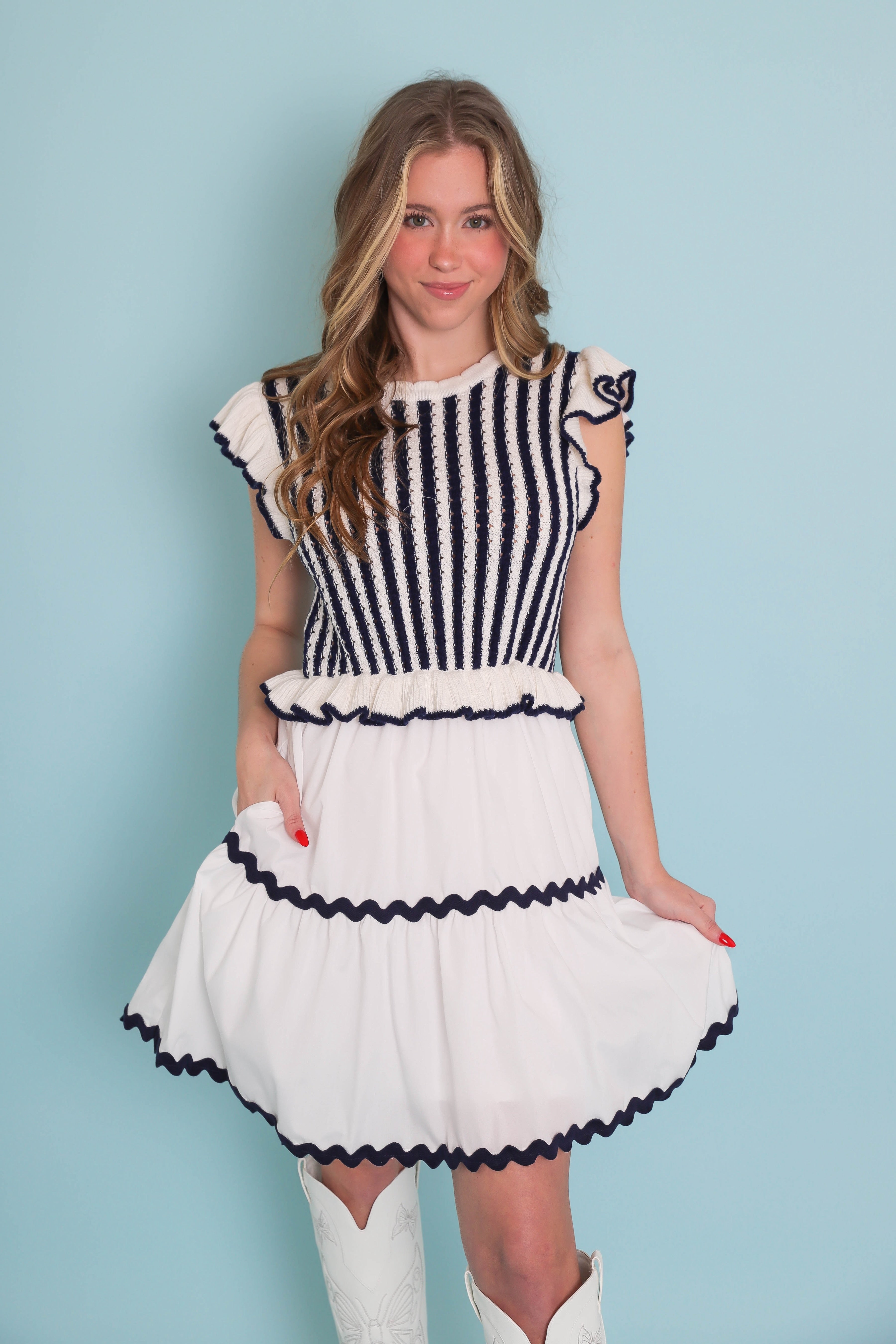 FINAL SALE: Dock the Yacht Dress-Navy