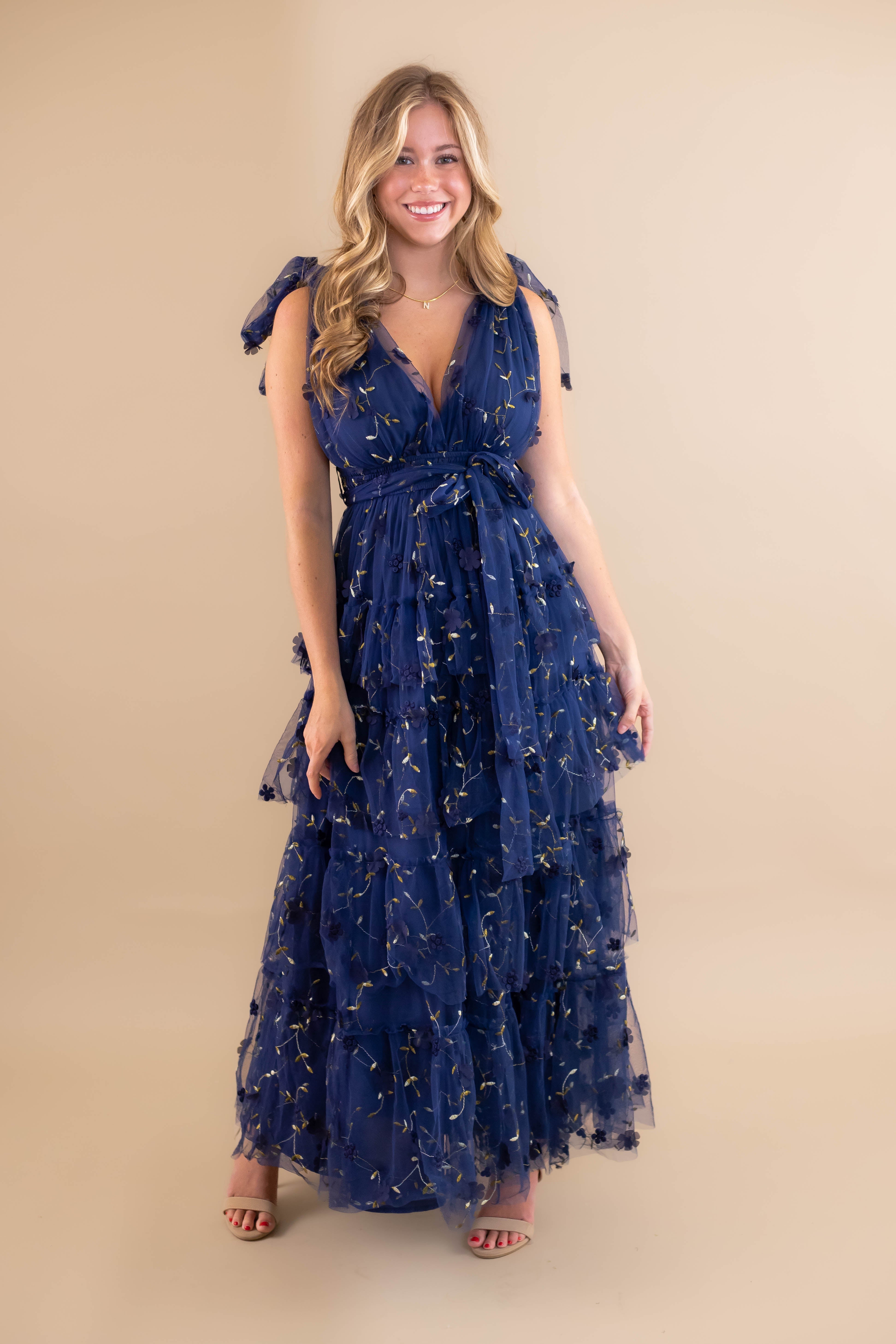A Dramatic Entrance Maxi Dress-Navy