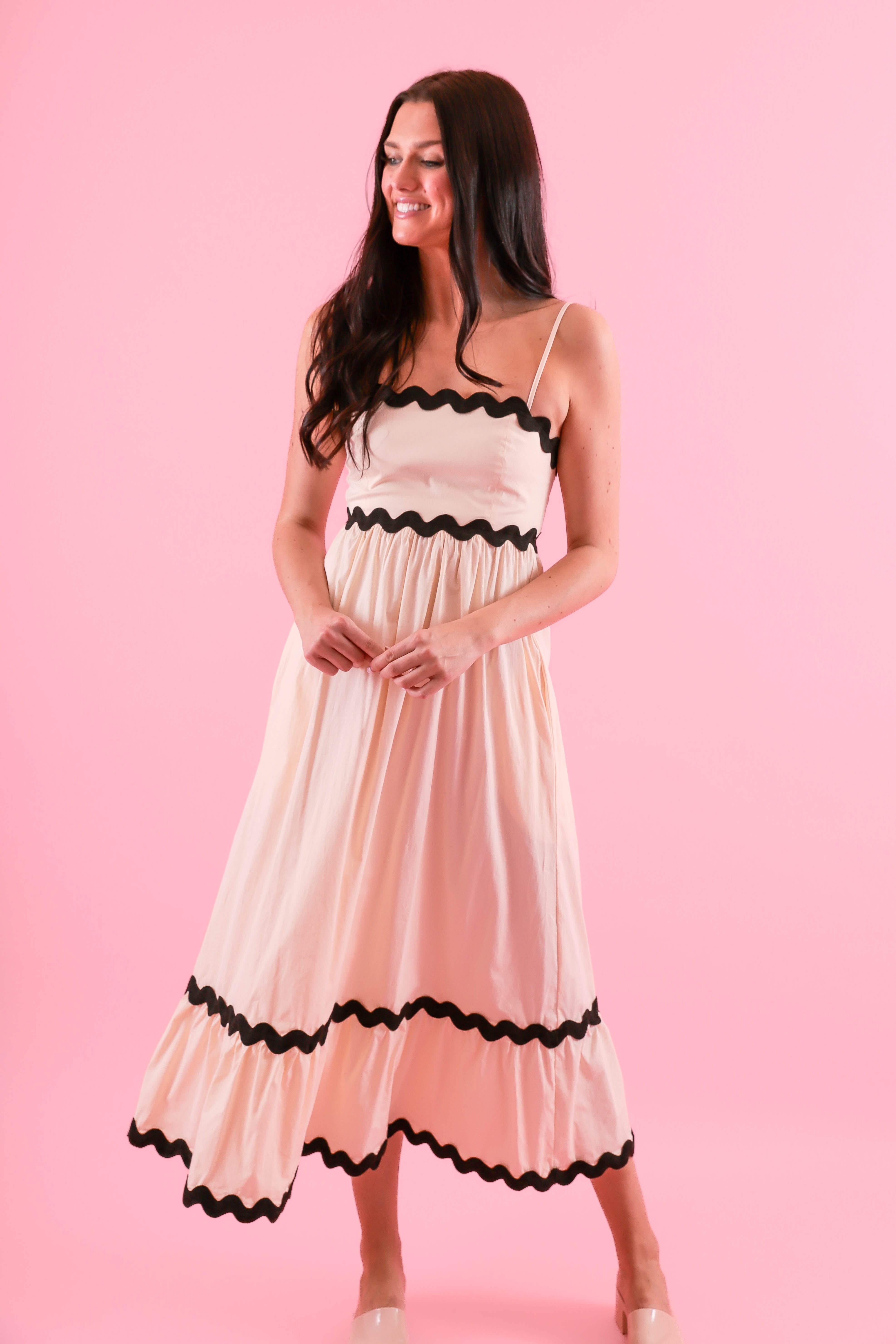 FINAL SALE: See the Better Side Midi Dress-Beige