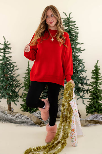 FINAL SALE: Meet Me At the Rink Sweater-Red