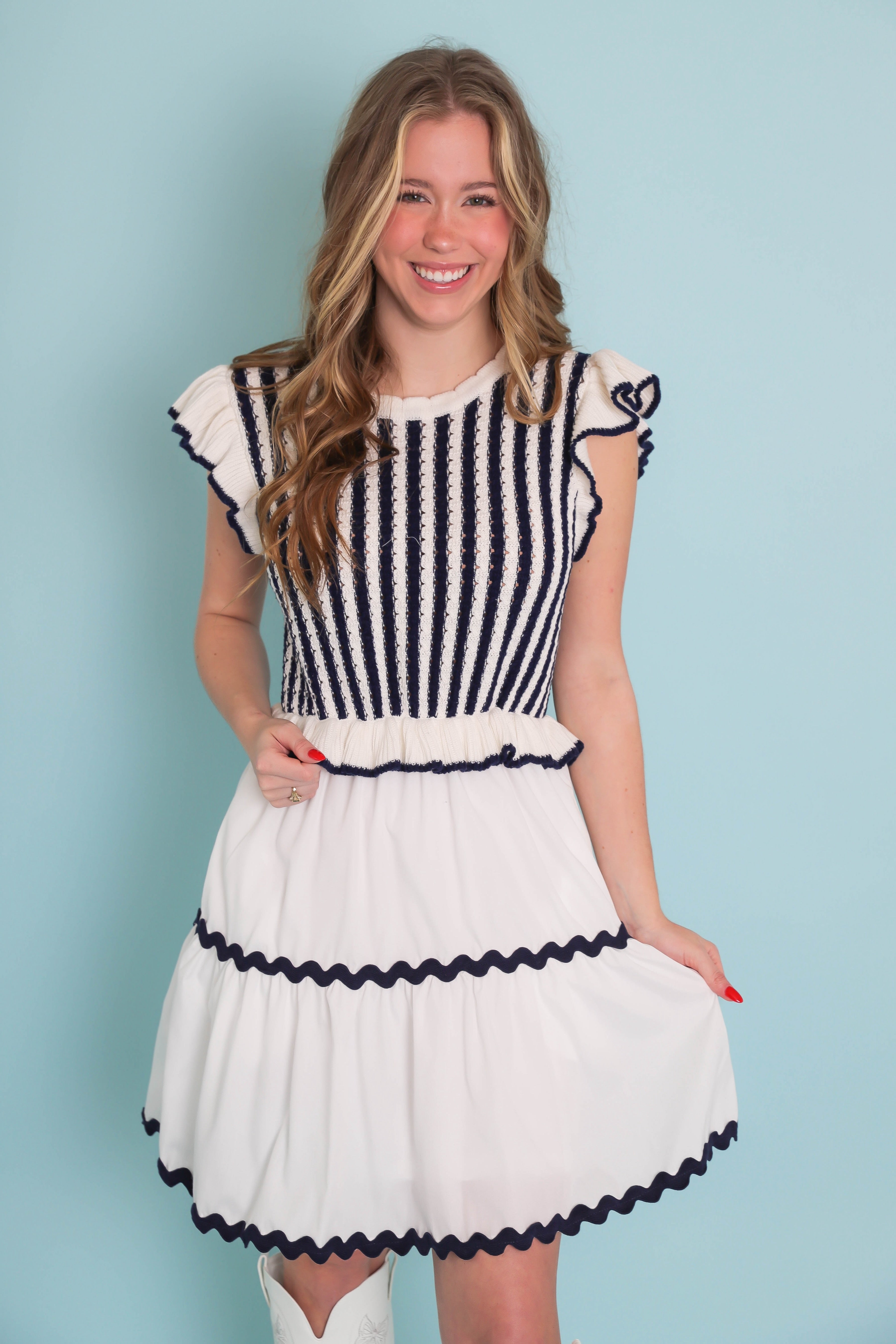 FINAL SALE: Dock the Yacht Dress-Navy