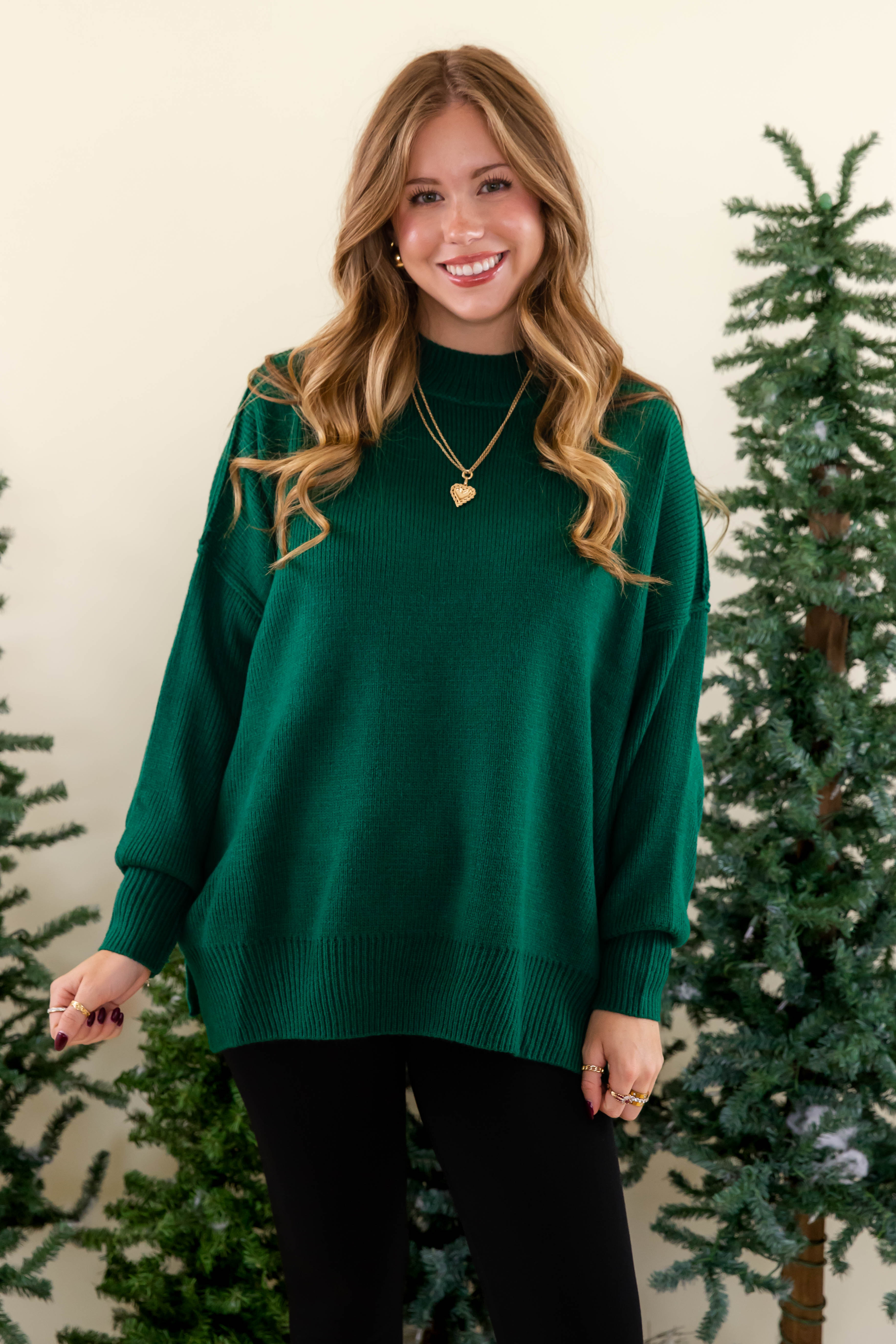 FINAL SALE: Meet Me At the Rink Sweater-Forest Green