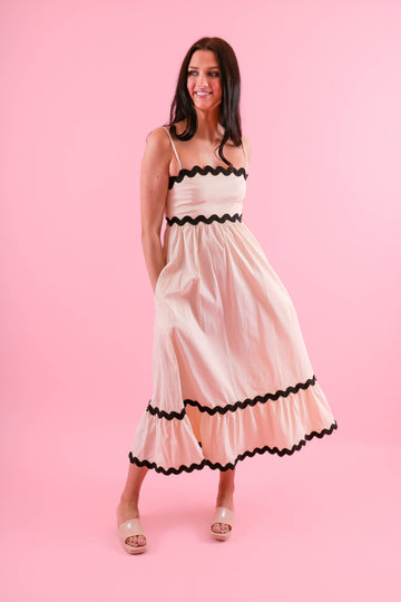 FINAL SALE: See the Better Side Midi Dress-Beige