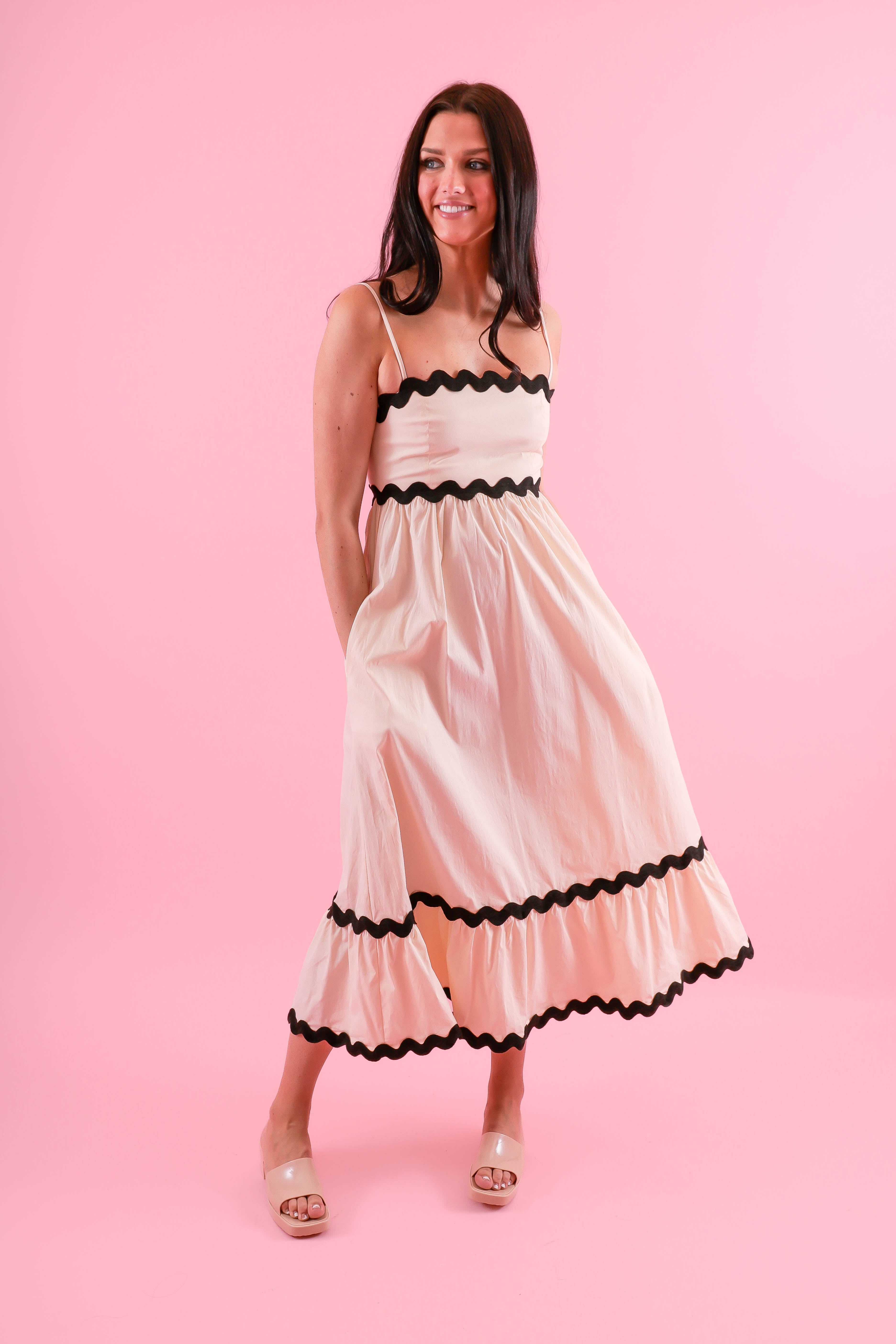 FINAL SALE: See the Better Side Midi Dress-Beige