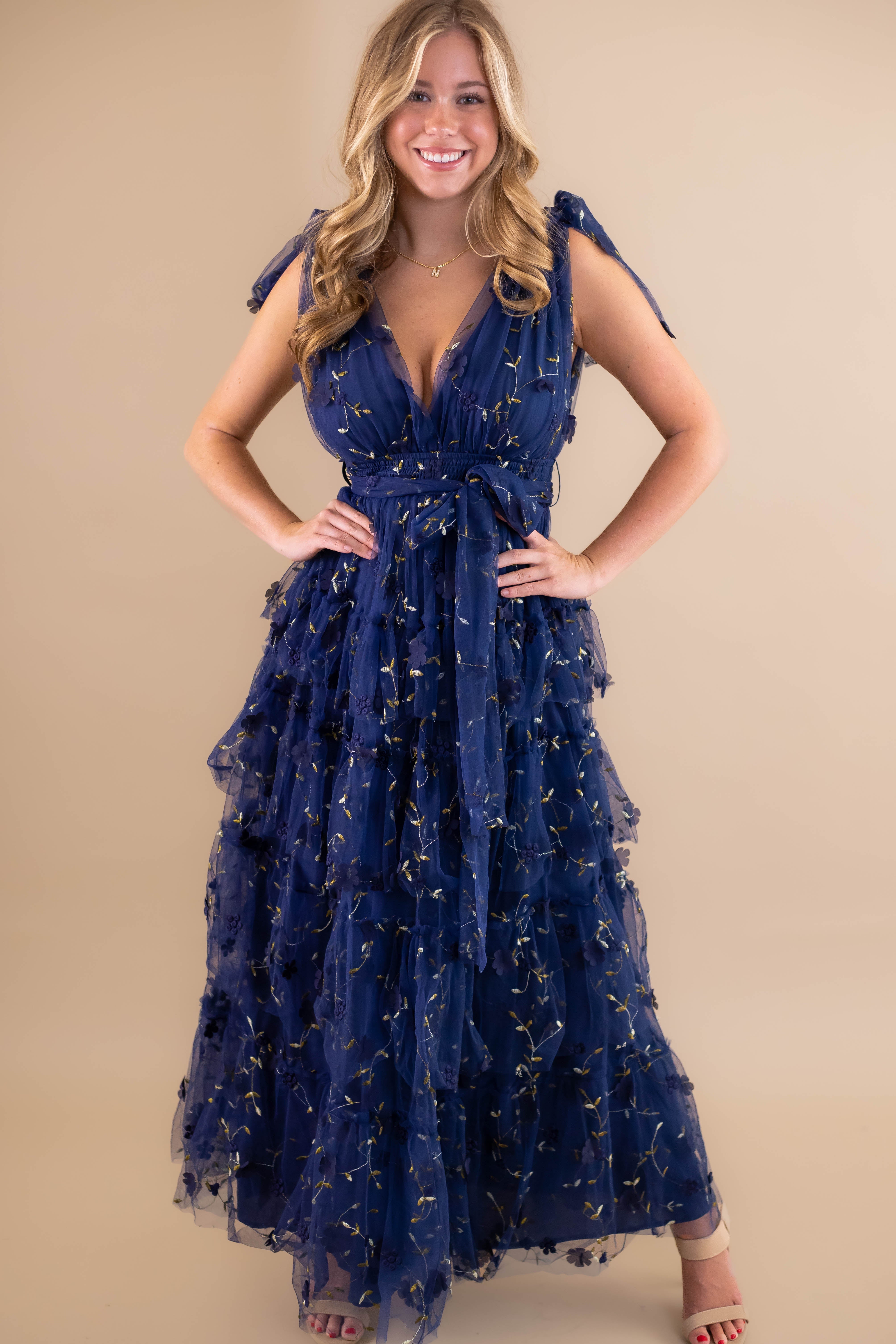 A Dramatic Entrance Maxi Dress-Navy