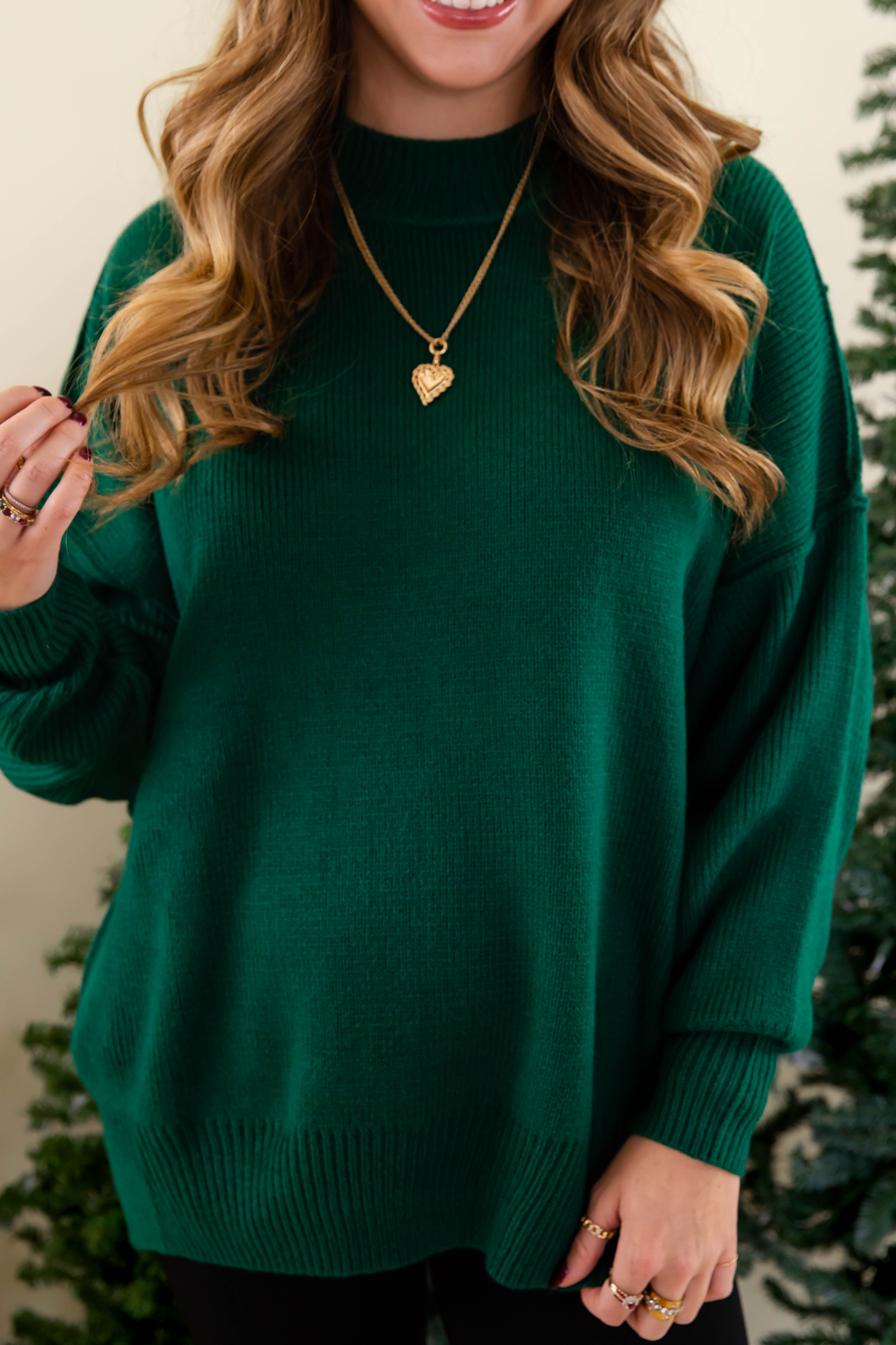 FINAL SALE: Meet Me At the Rink Sweater-Forest Green