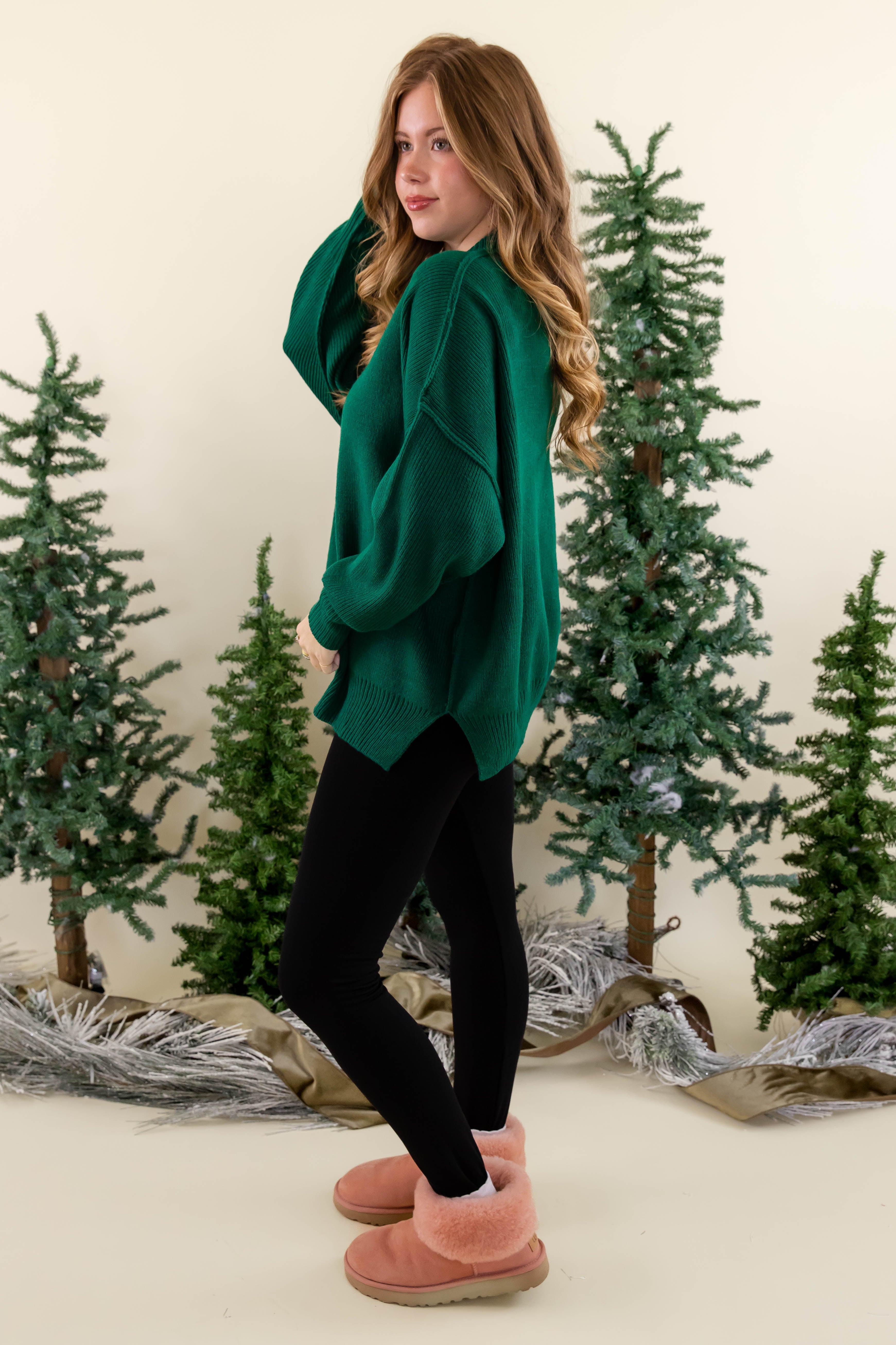 FINAL SALE: Meet Me At the Rink Sweater-Forest Green