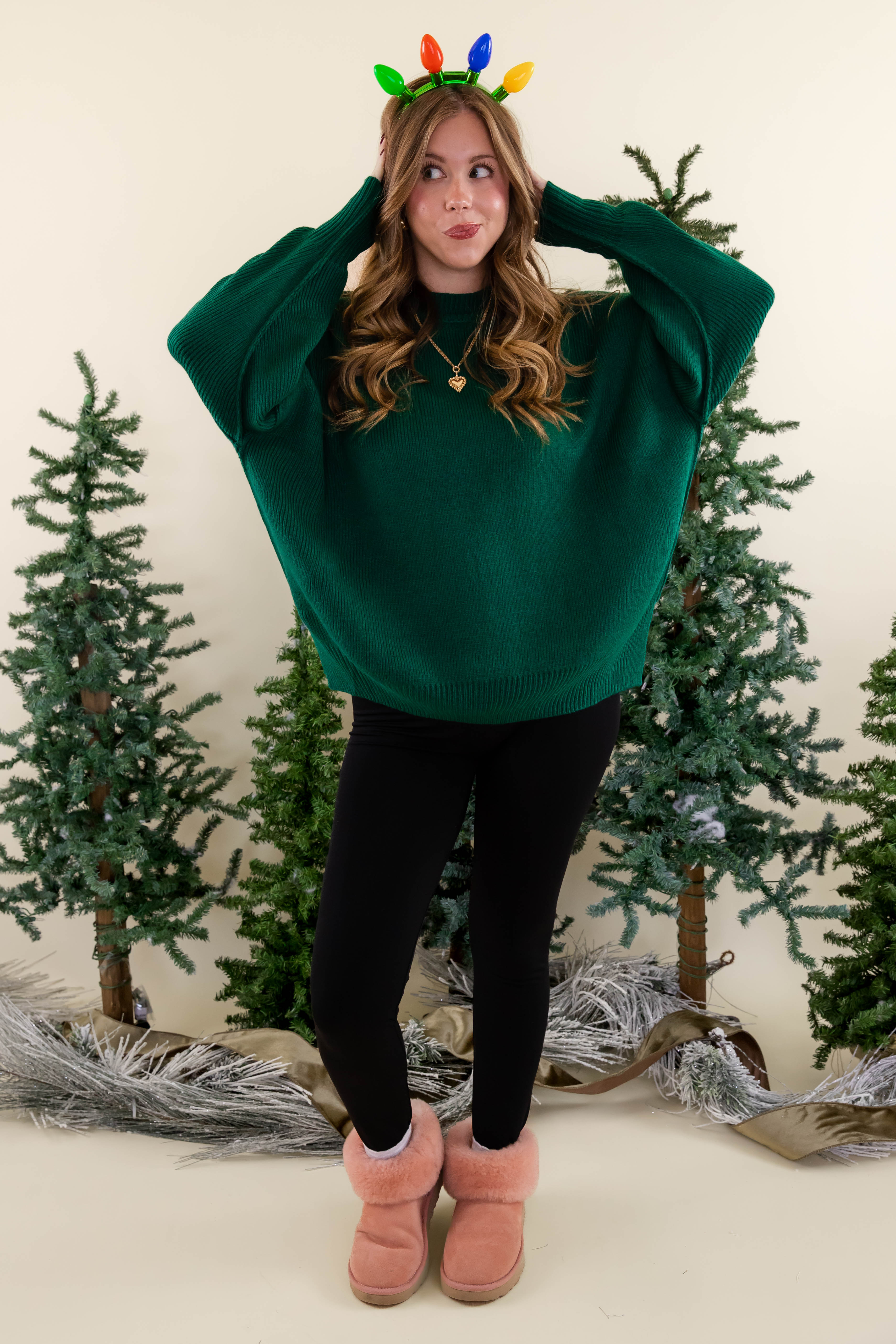FINAL SALE: Meet Me At the Rink Sweater-Forest Green