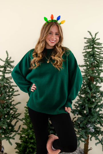 FINAL SALE: Meet Me At the Rink Sweater-Forest Green