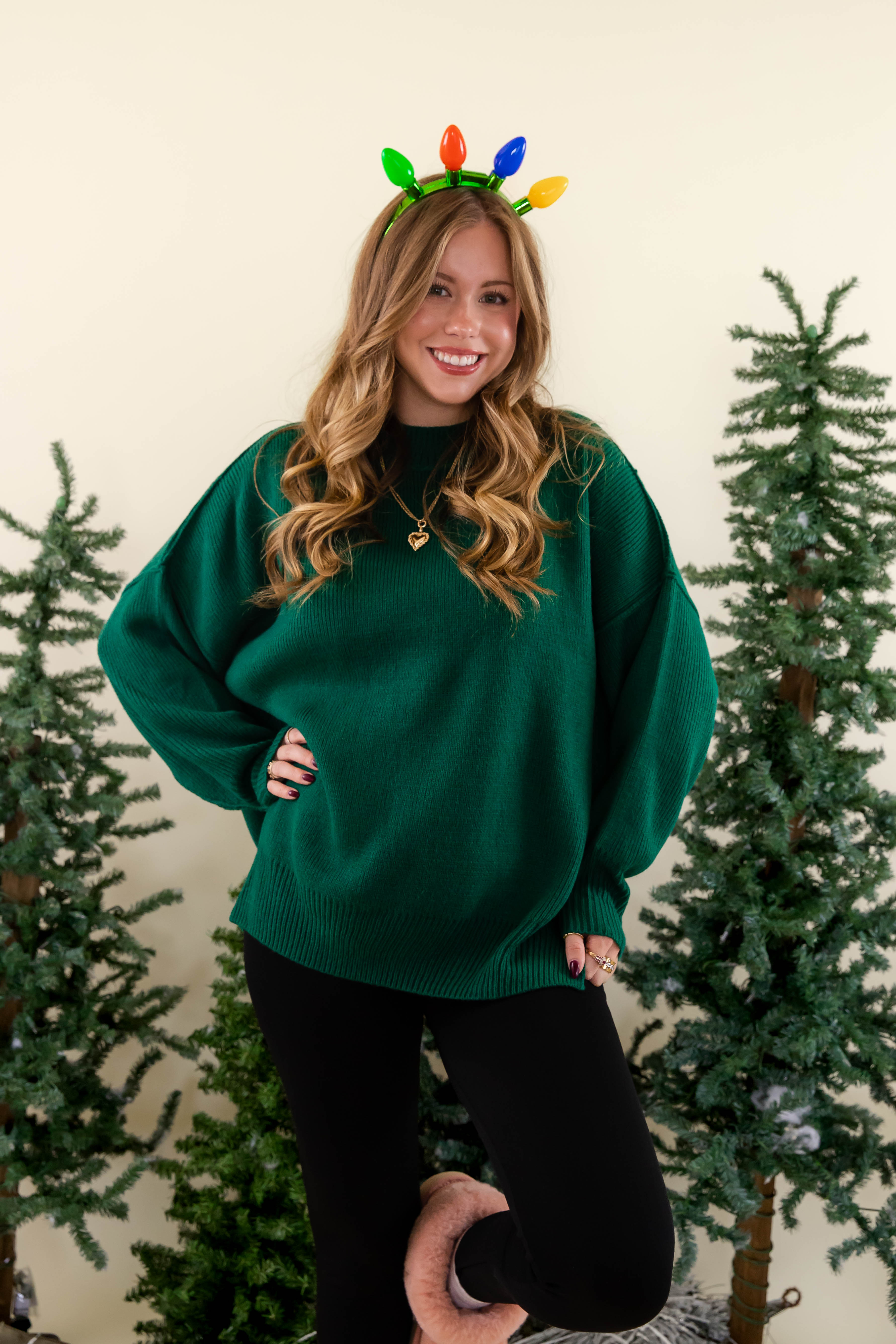 FINAL SALE: Meet Me At the Rink Sweater-Forest Green
