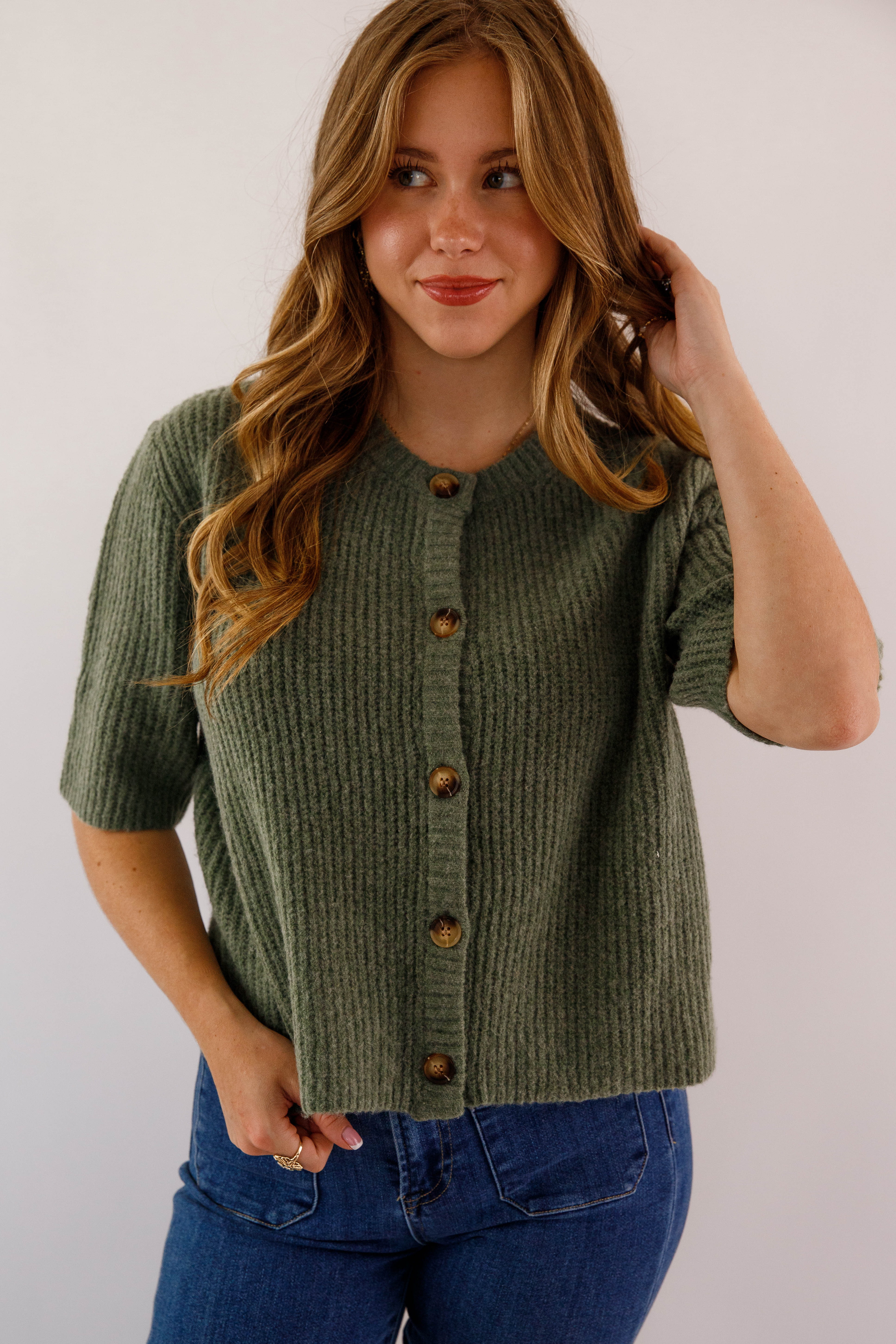Right On Time Cardigan-Olive