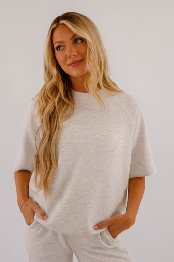 All The Energy Short Sleeve Pullover-Heather Grey