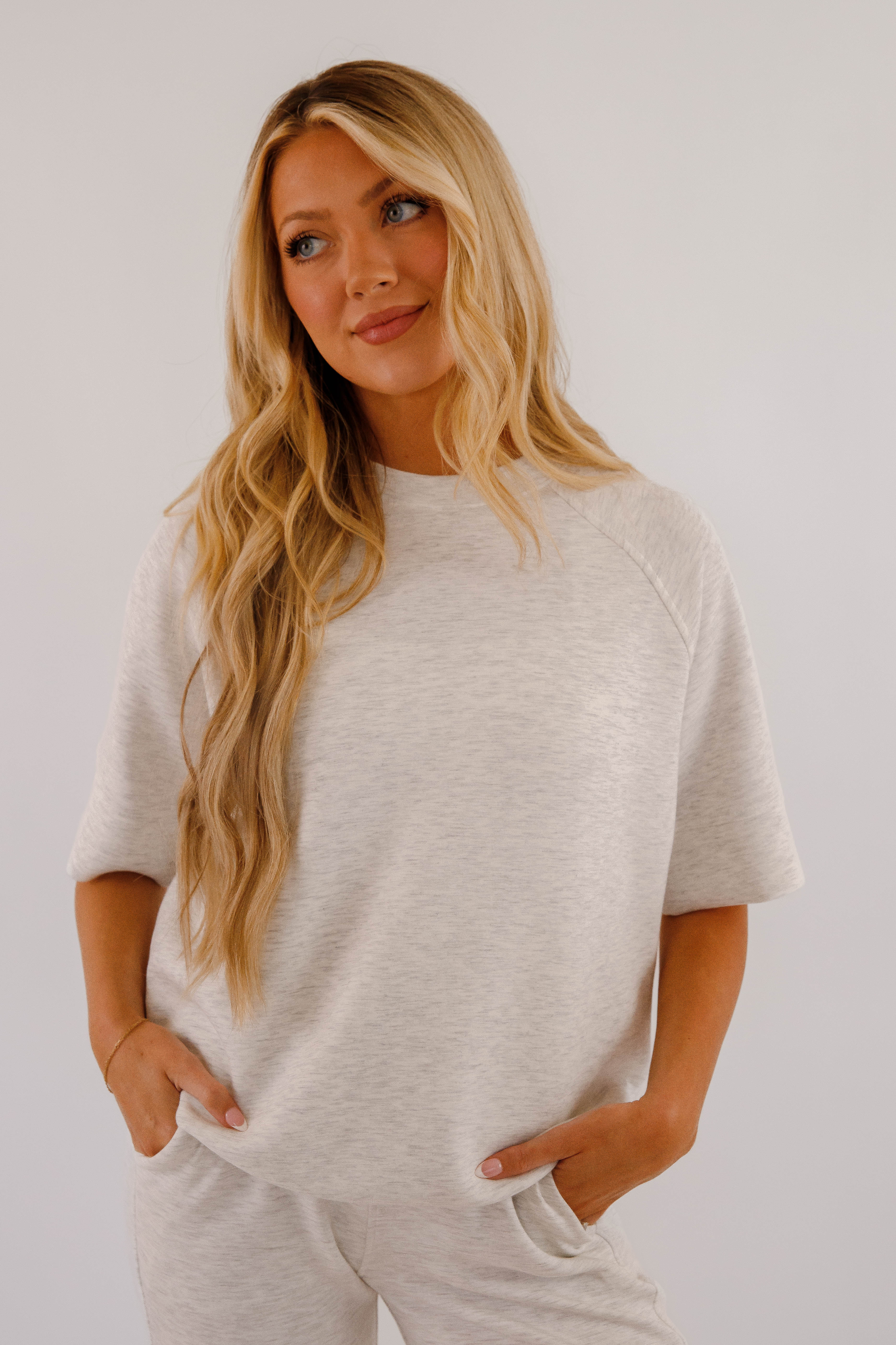 All The Energy Short Sleeve Pullover-Heather Grey