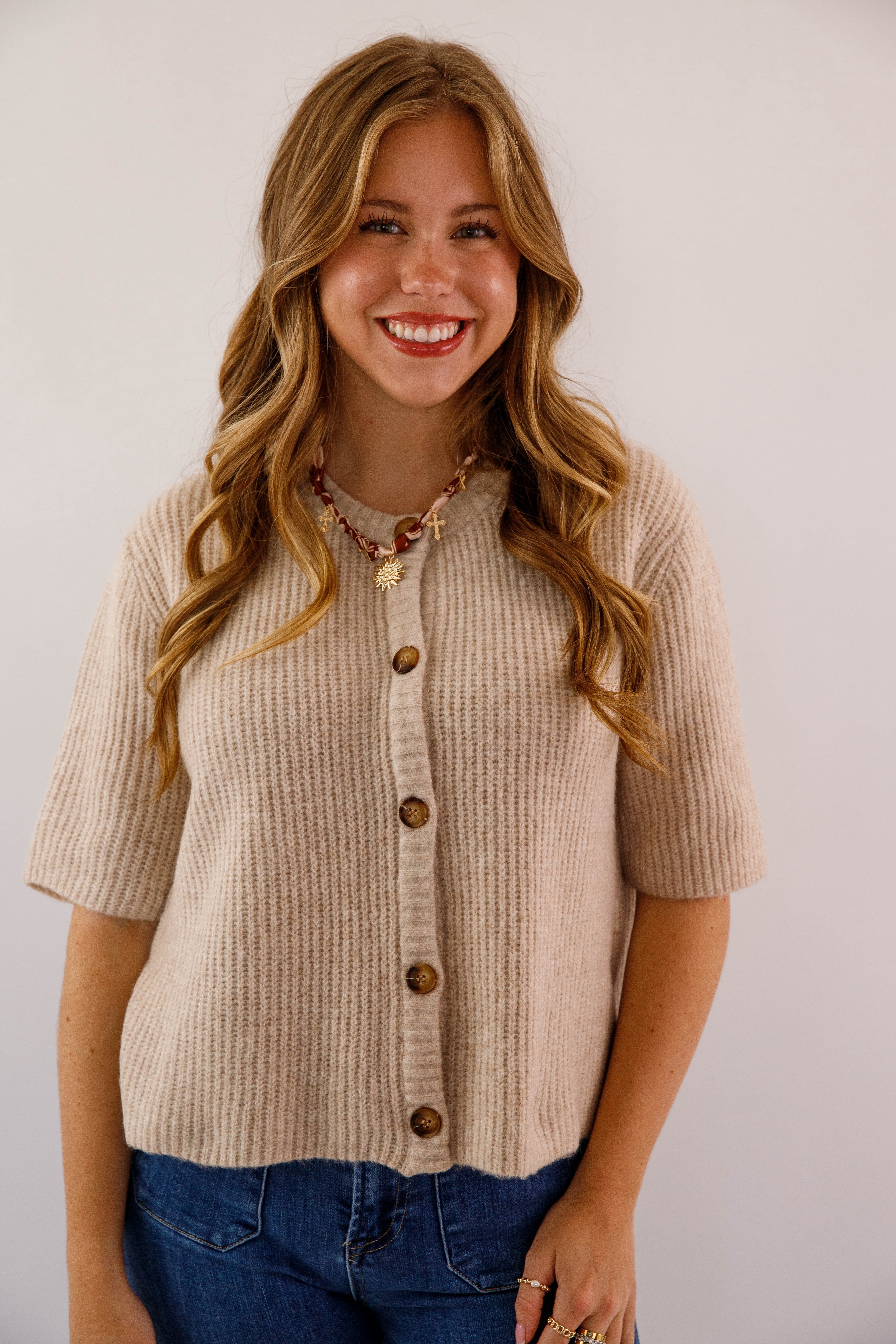 Right On Time Cardigan-Taupe