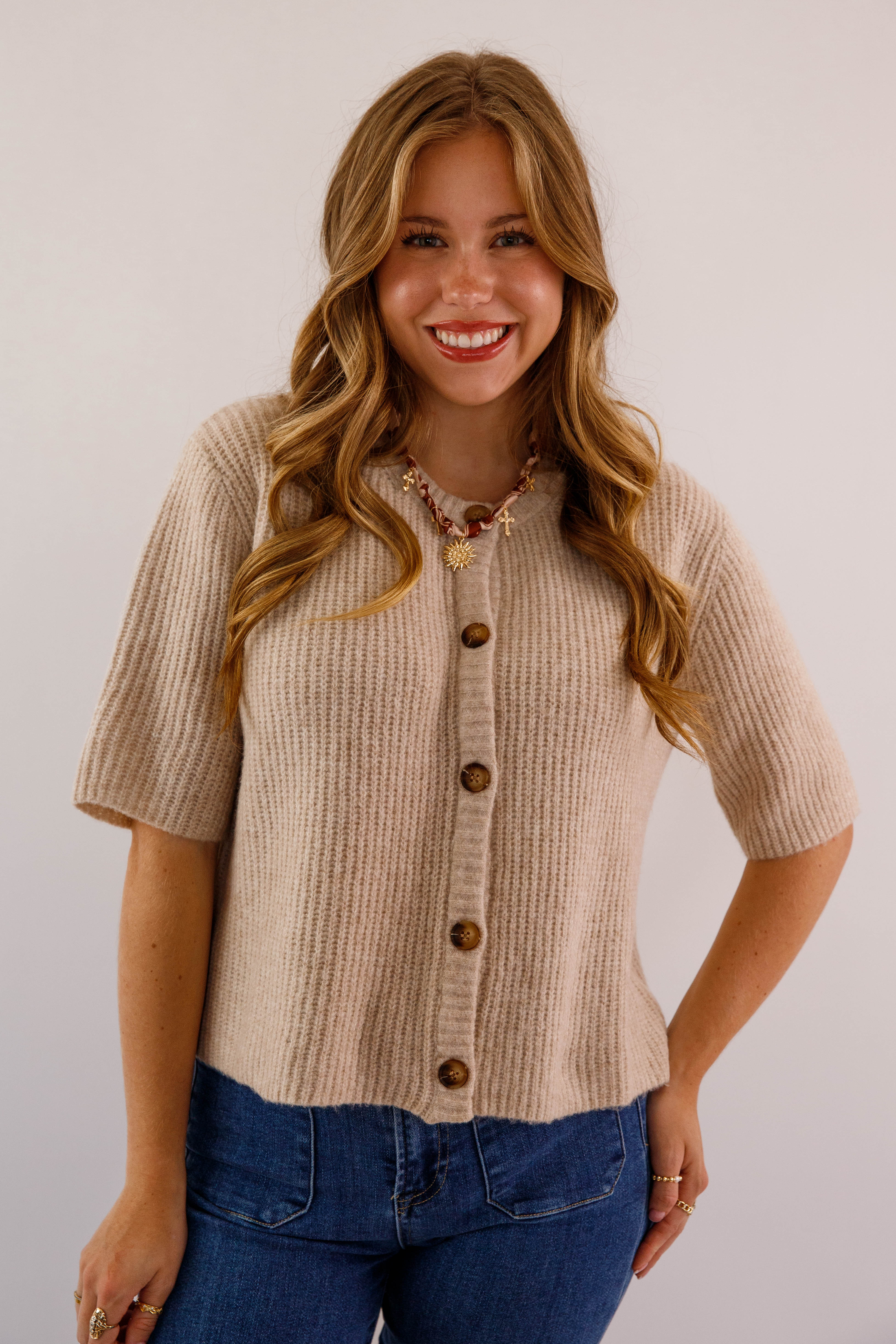 Right On Time Cardigan-Taupe