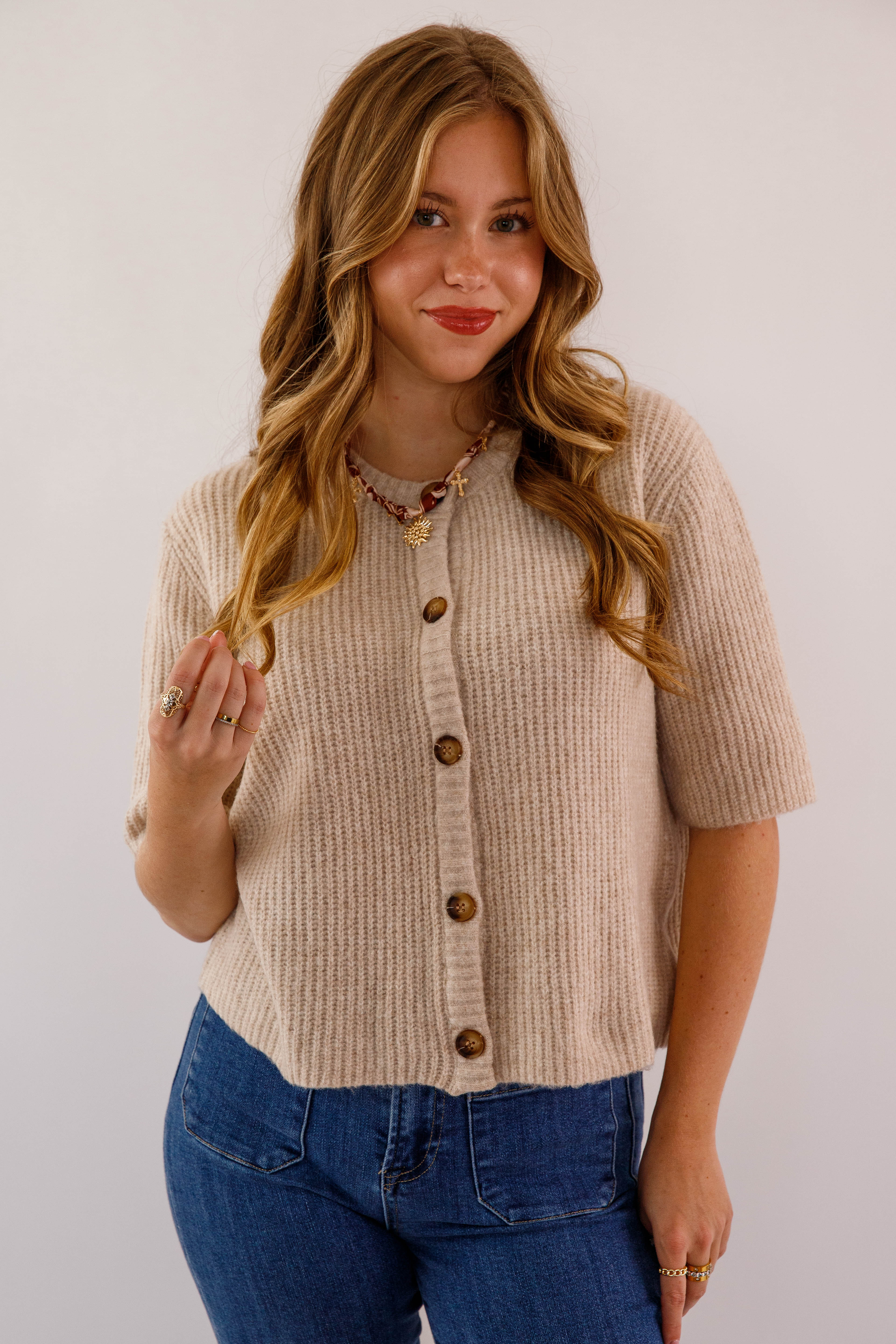 Right On Time Cardigan-Taupe