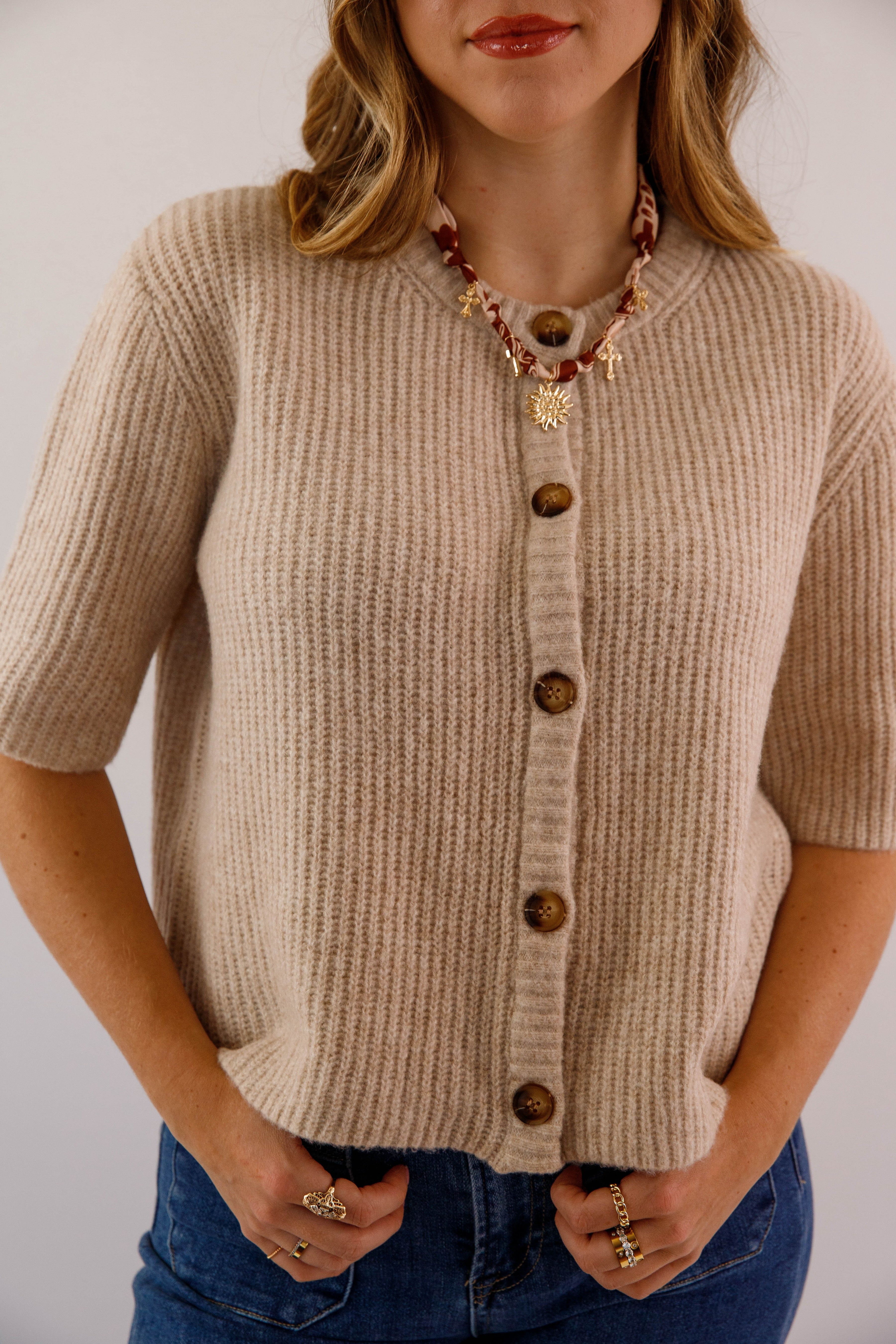 Right On Time Cardigan-Taupe