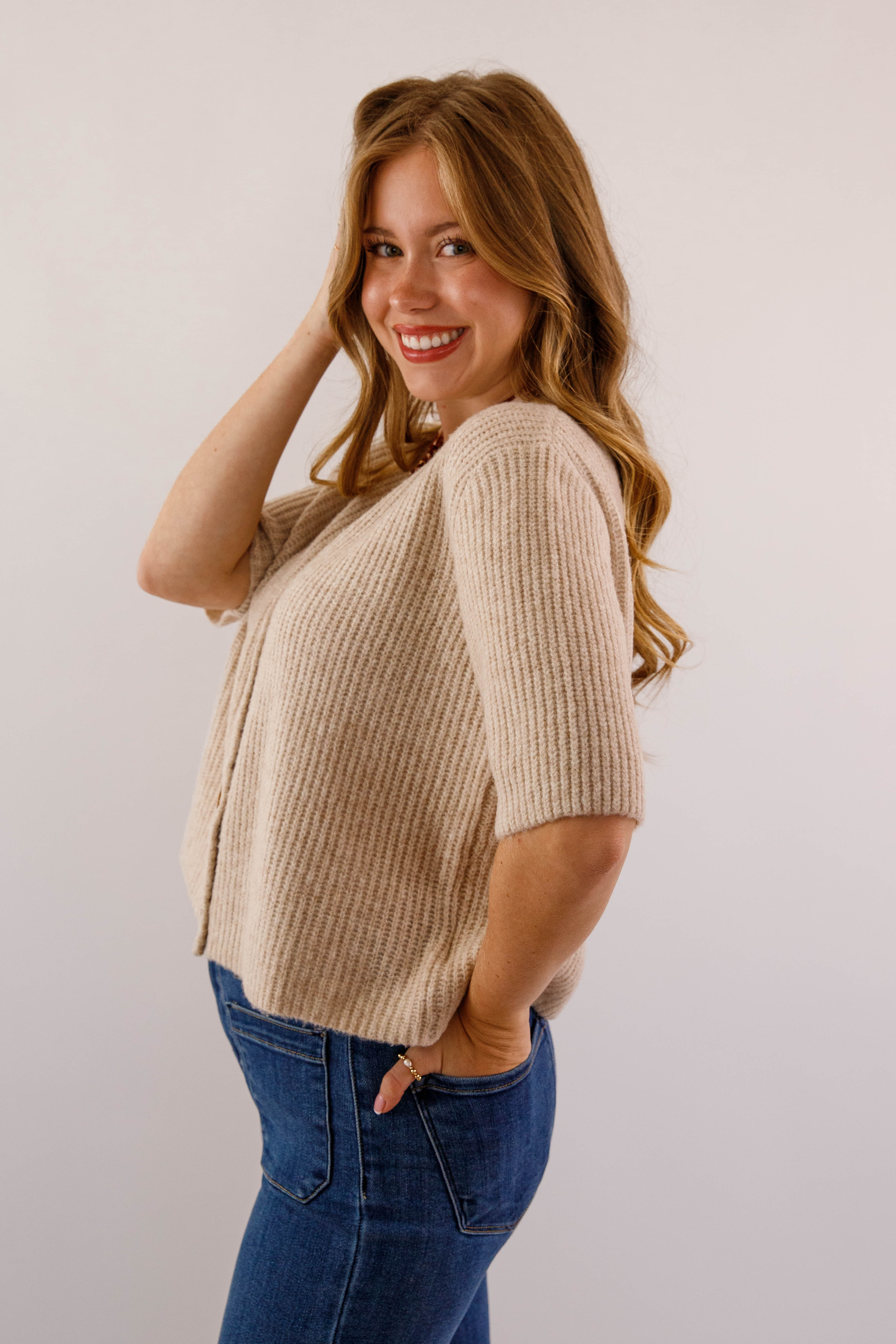 Right On Time Cardigan-Taupe