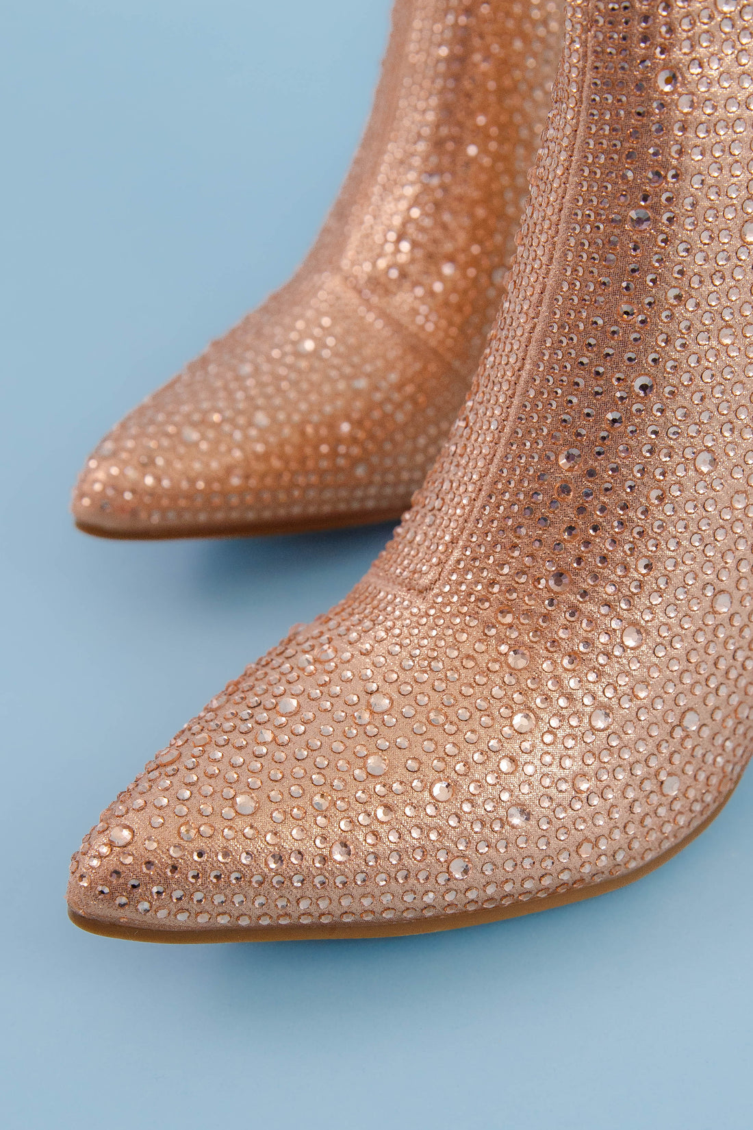 Garcelle Rhinestone Booties-Rose Gold