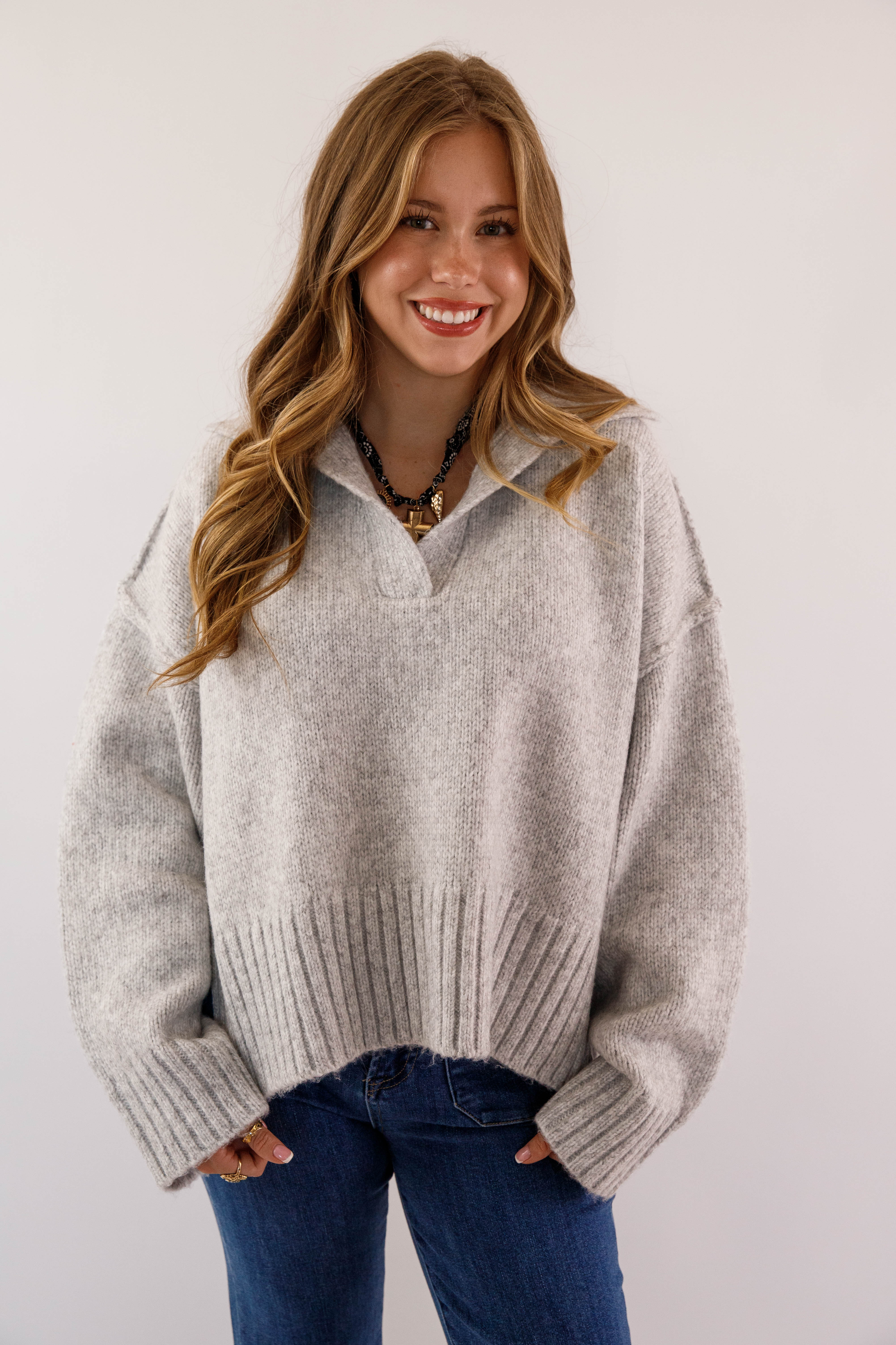 On The Other Side Sweater-Grey