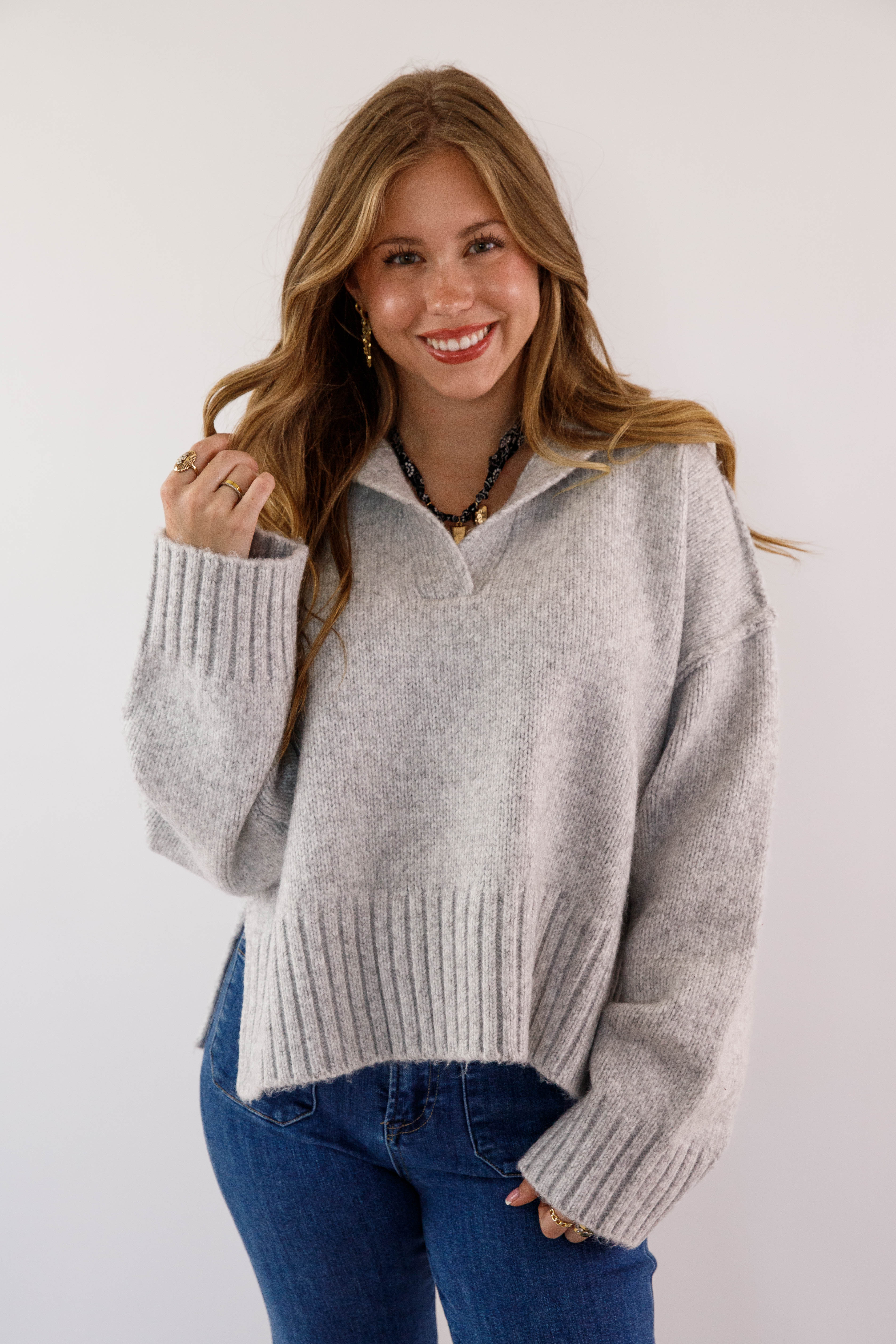 On The Other Side Sweater-Grey